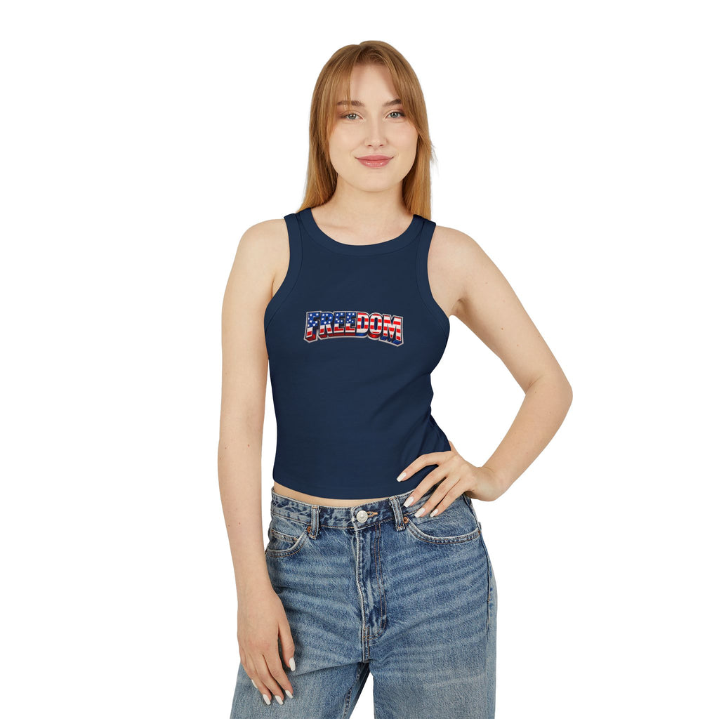 Freedom Graphic Racer Tank — Patriotic USA Flag Design