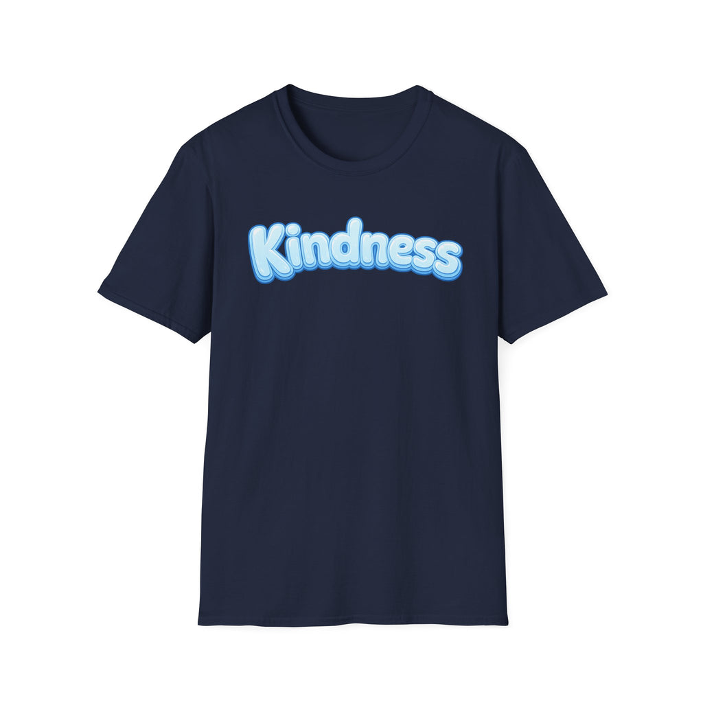 Kindness bubble text T-Shirt | Positive message, pastel blue lettering