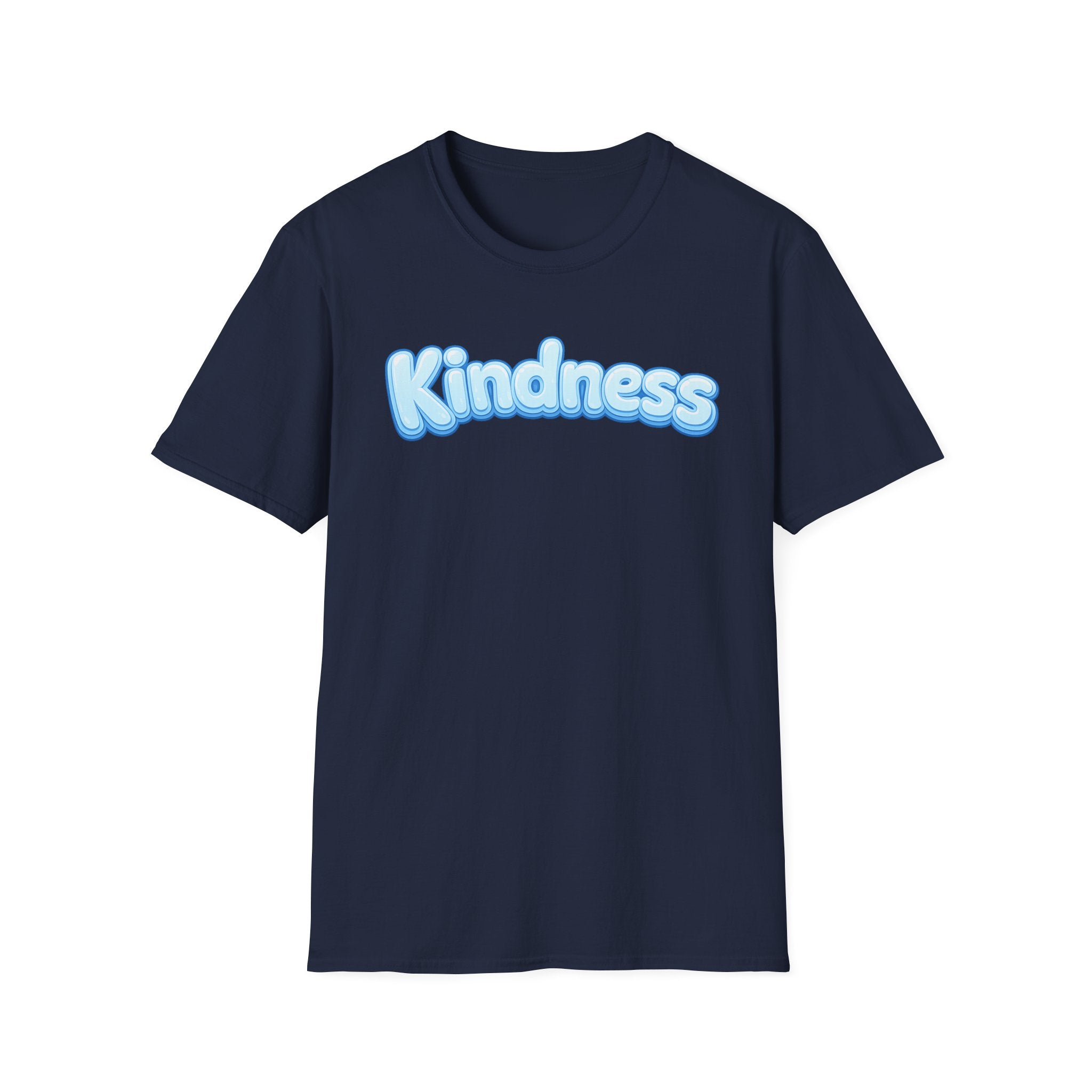 Kindness bubble text T-Shirt | Positive message, pastel blue lettering