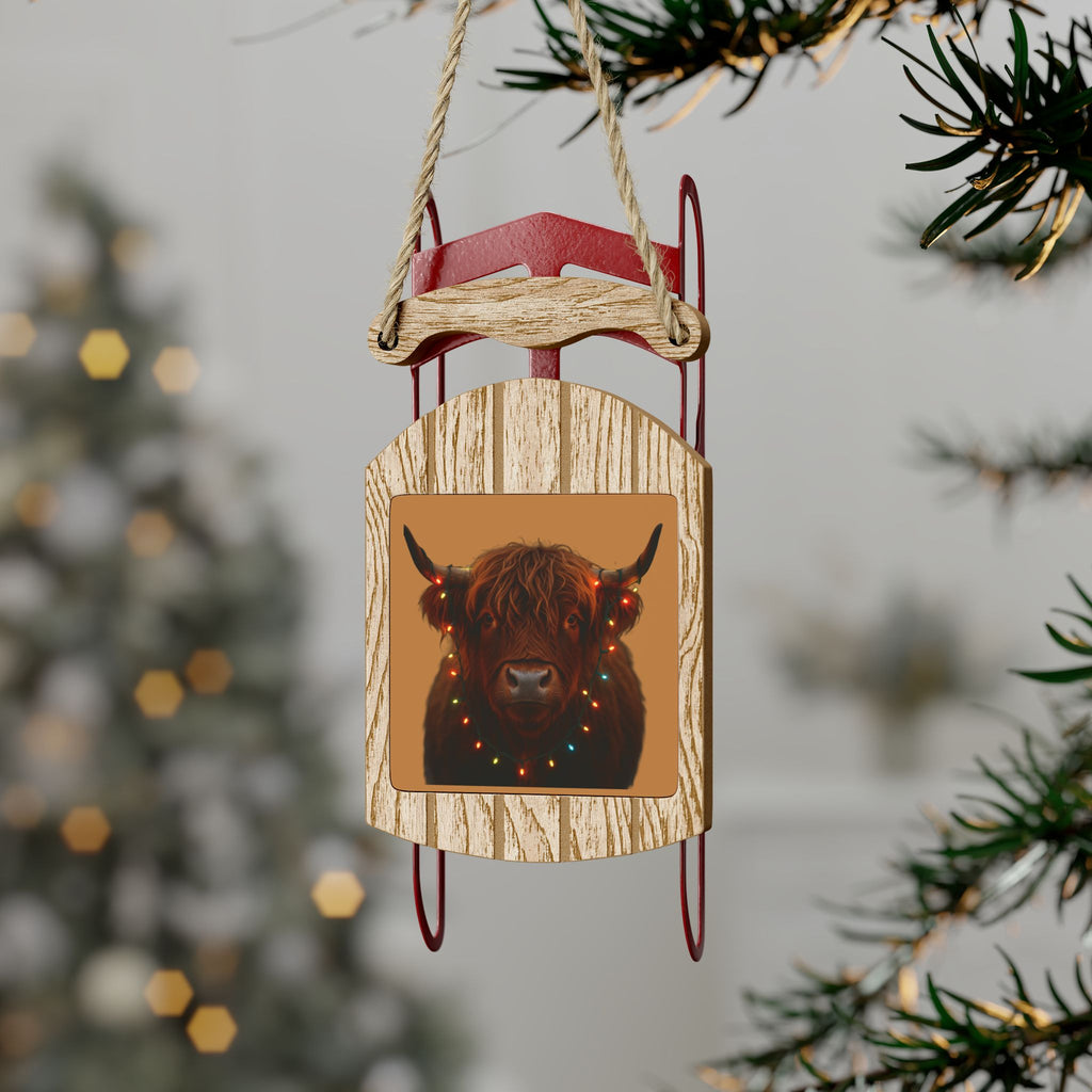 Highland Cow Sled Ornaments