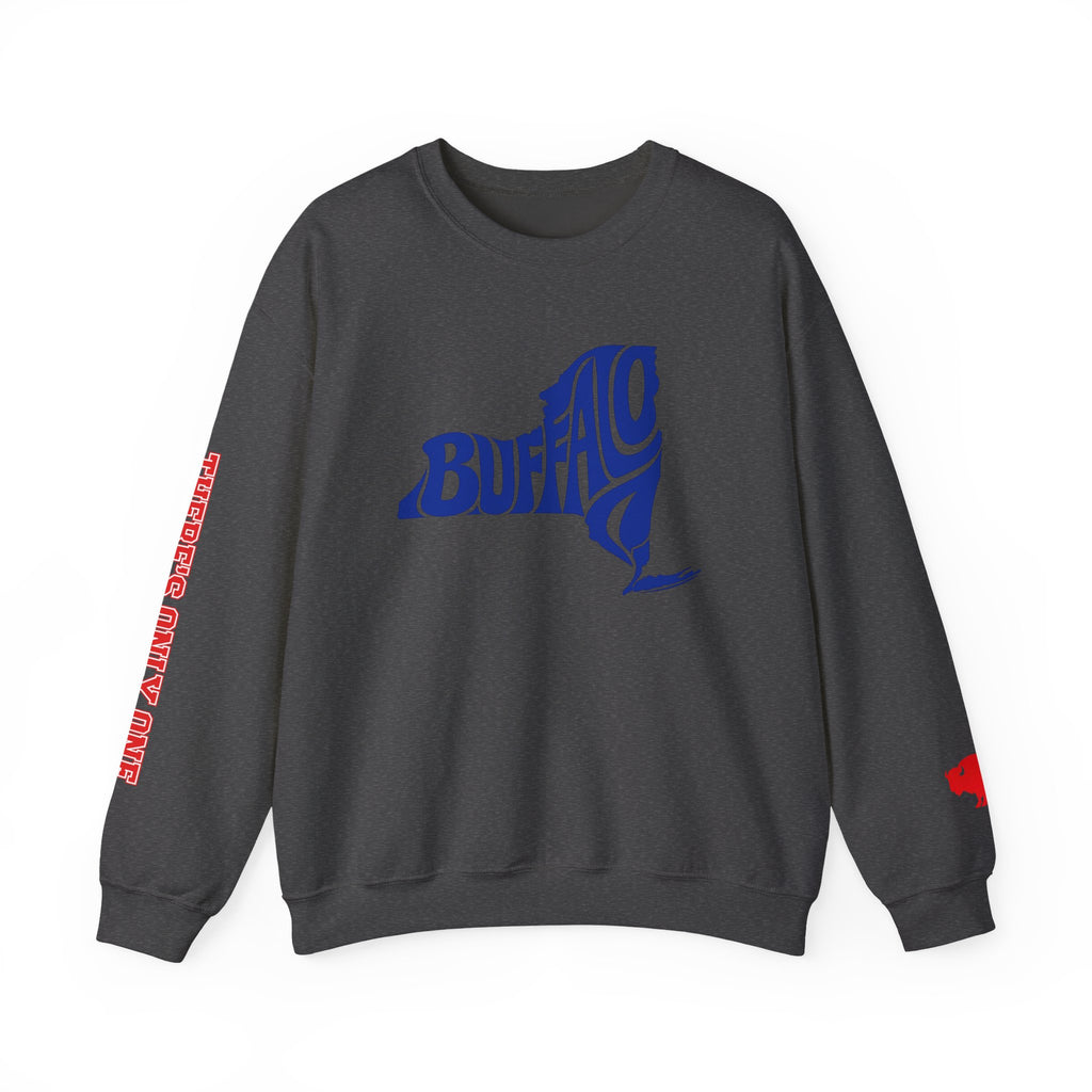 There's Only One NY team Buffalo outline script Crewneck | NY map sweatshirt