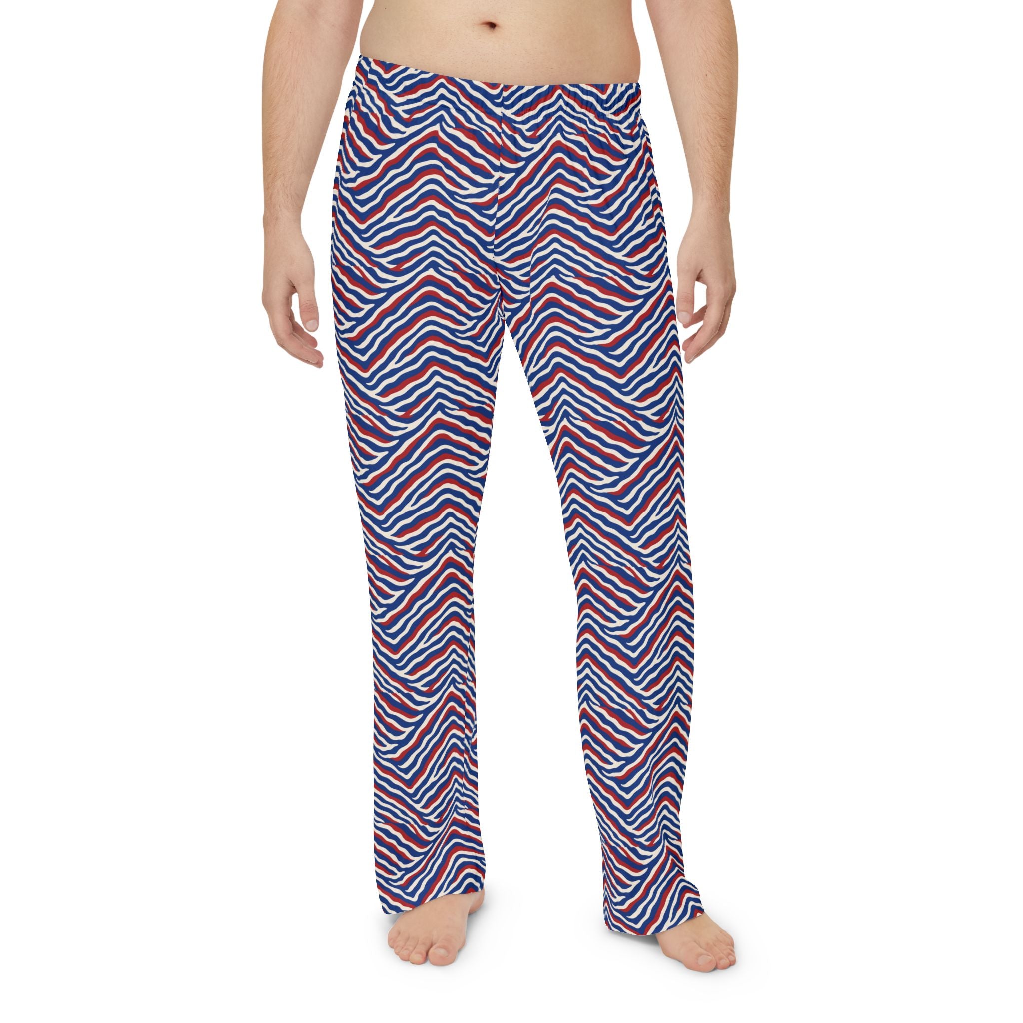 Wavy Red White Blue  Stripe Pajama Pants