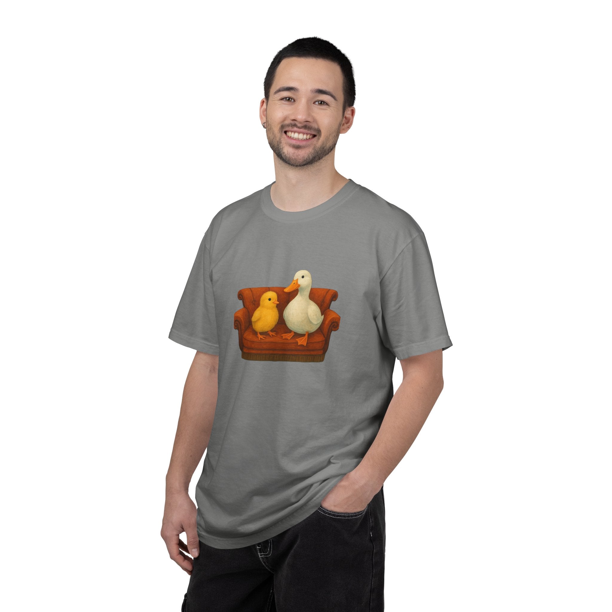 Duck and Chick on Couch T-Shirt | Cute Animal Illustration