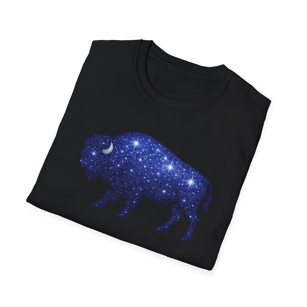 Starry Buffalo T-Shirt | Night Sky Bison Silhouette