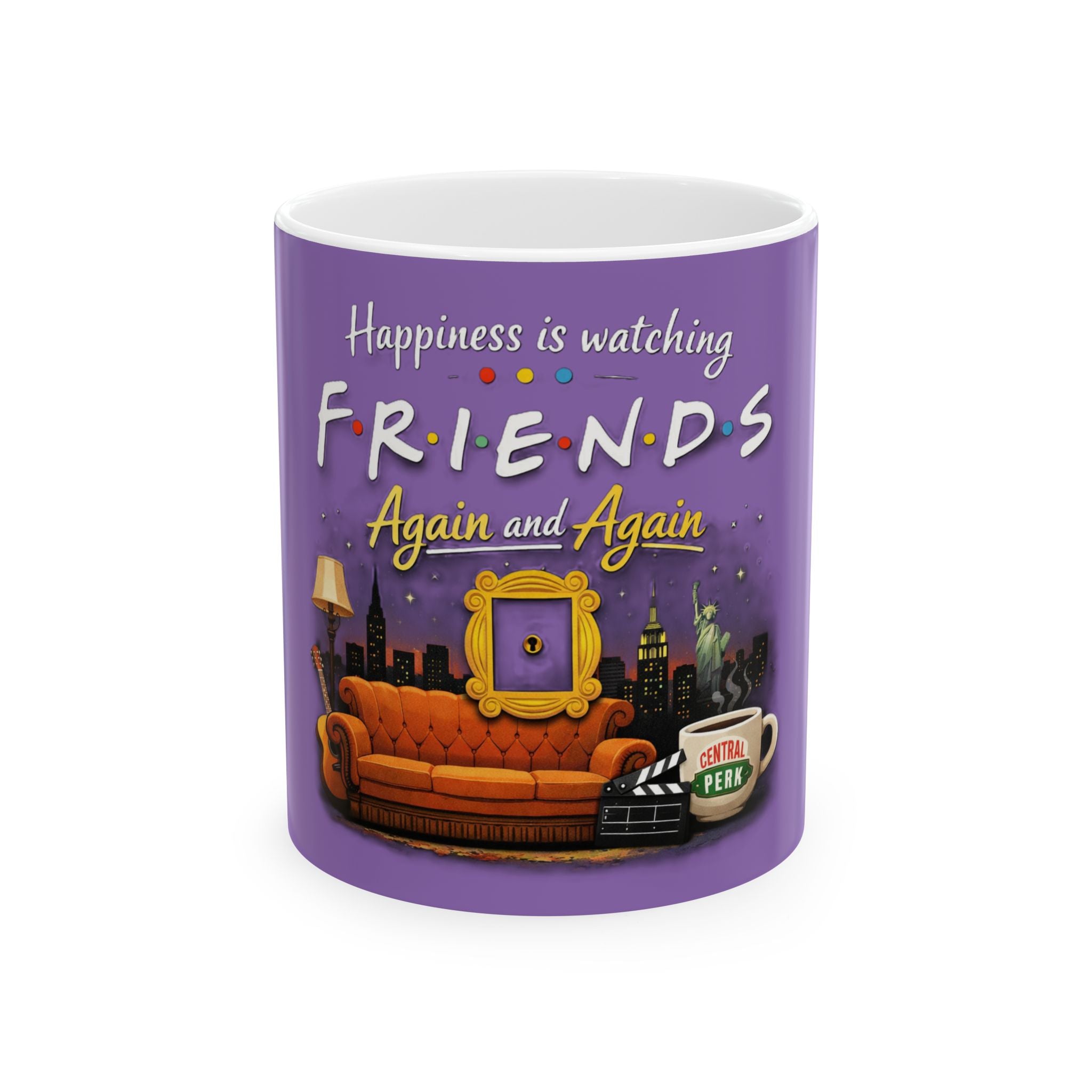 Friends TV Show Couch Mug | Happiness Is Watching Friends Again and Again