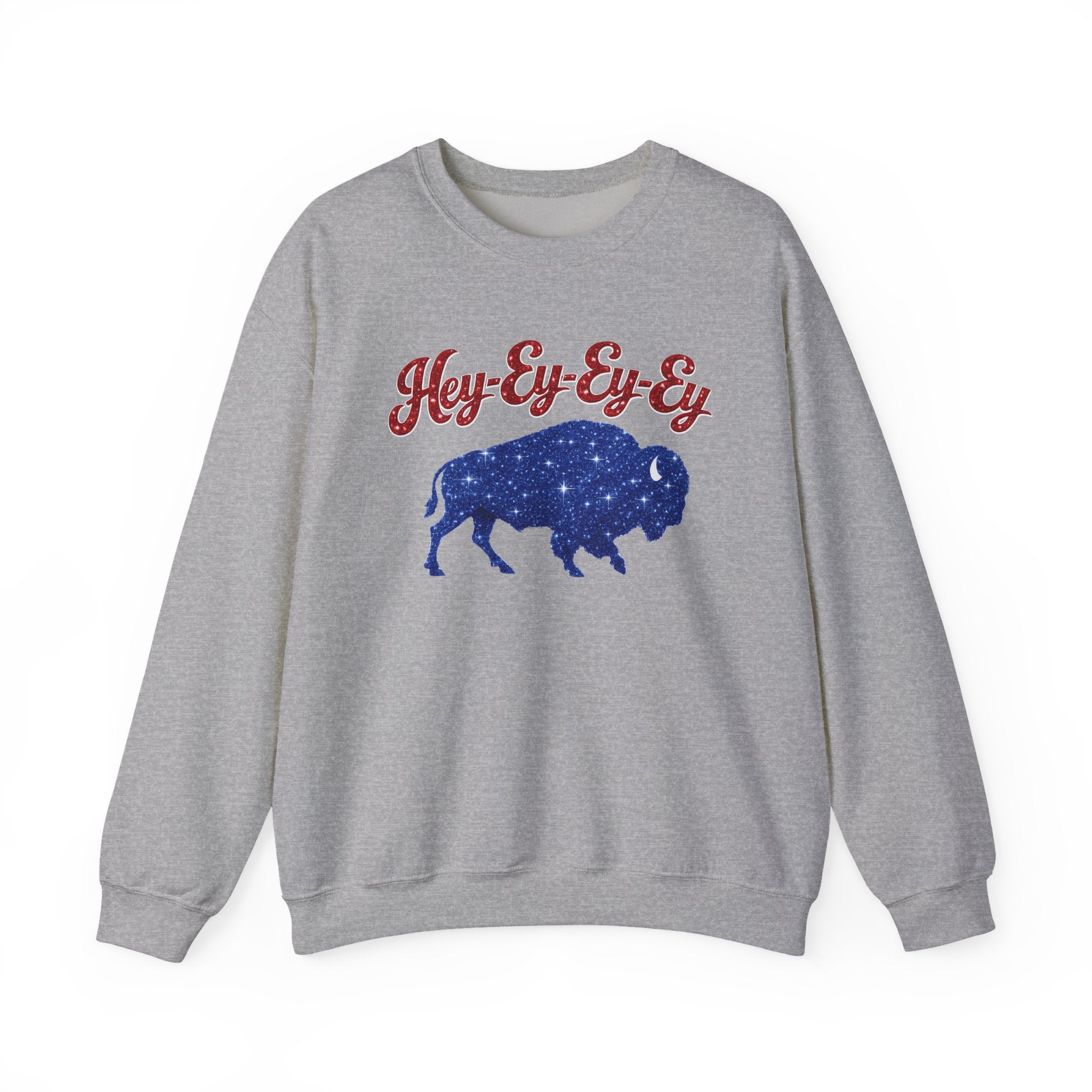 Hey-Ey-Ey Buffalo crewneck sweatshirt | Starry silhouette, rustic buffalo