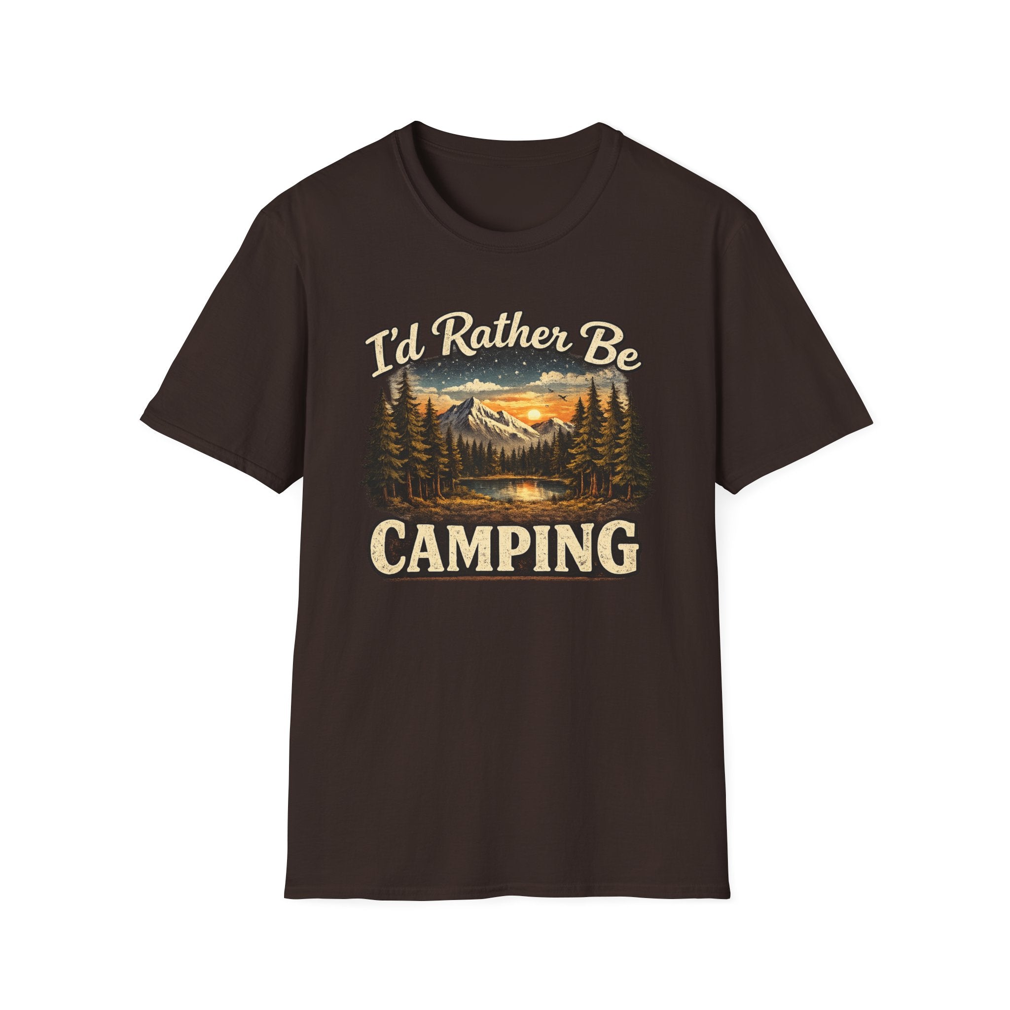 I'd Rather Be Camping T-Shirt | Mountain Forest Sunset Camping Shirt