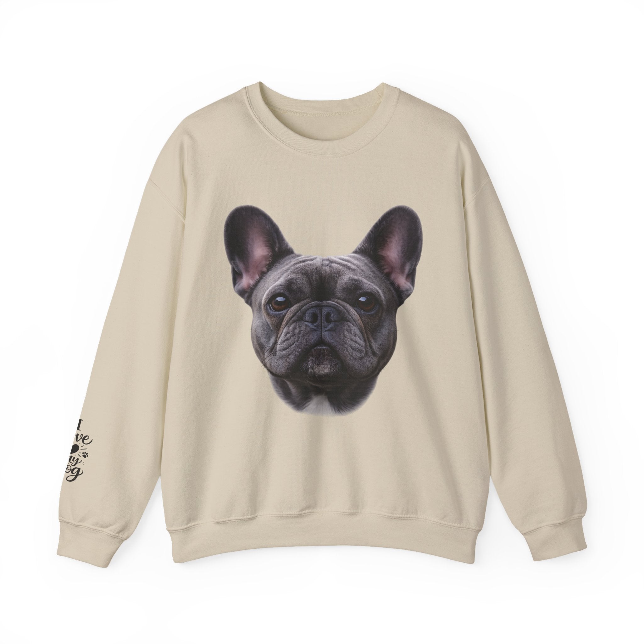 Black French Bulldog Face Sweatshirt | Frenchie Portrait Crewneck