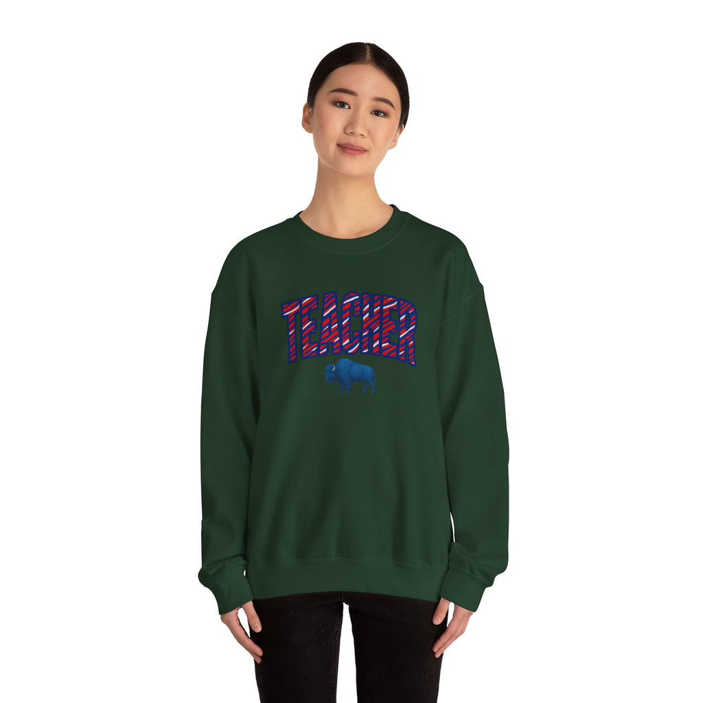 Teacher buffalo plaid arch Sweatshirt | Teacher crewneck