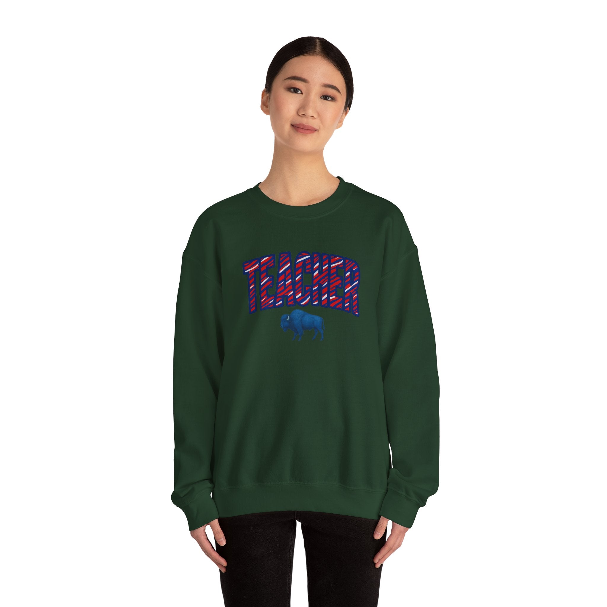 Teacher buffalo plaid arch Sweatshirt | Teacher crewneck