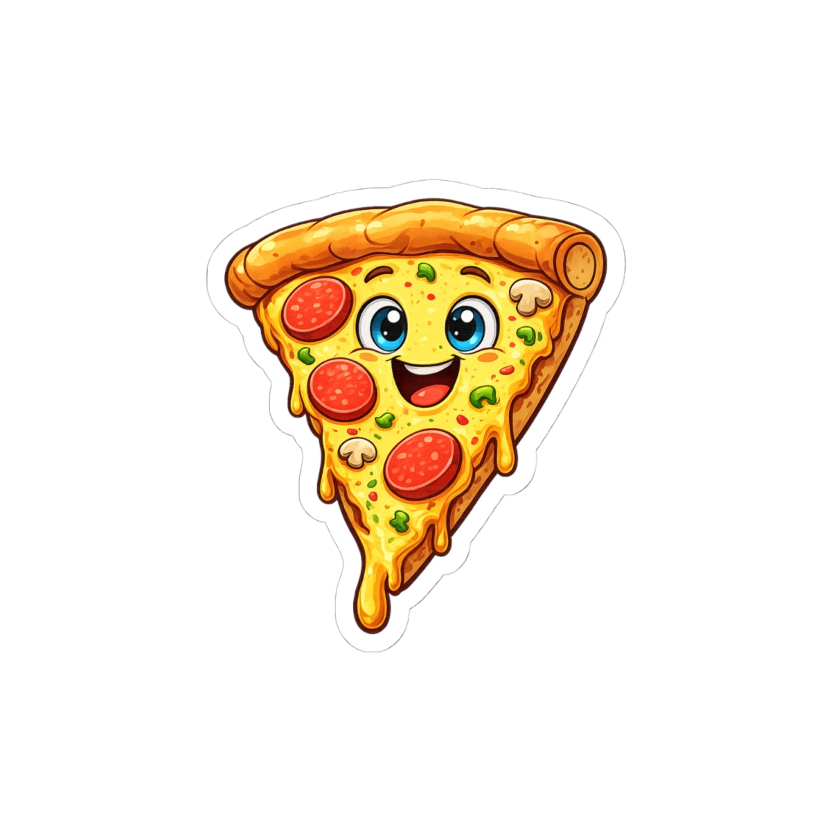 Smiling Pepperoni Pizza Sticker Kiss-Cut | Cute Food Vinyl