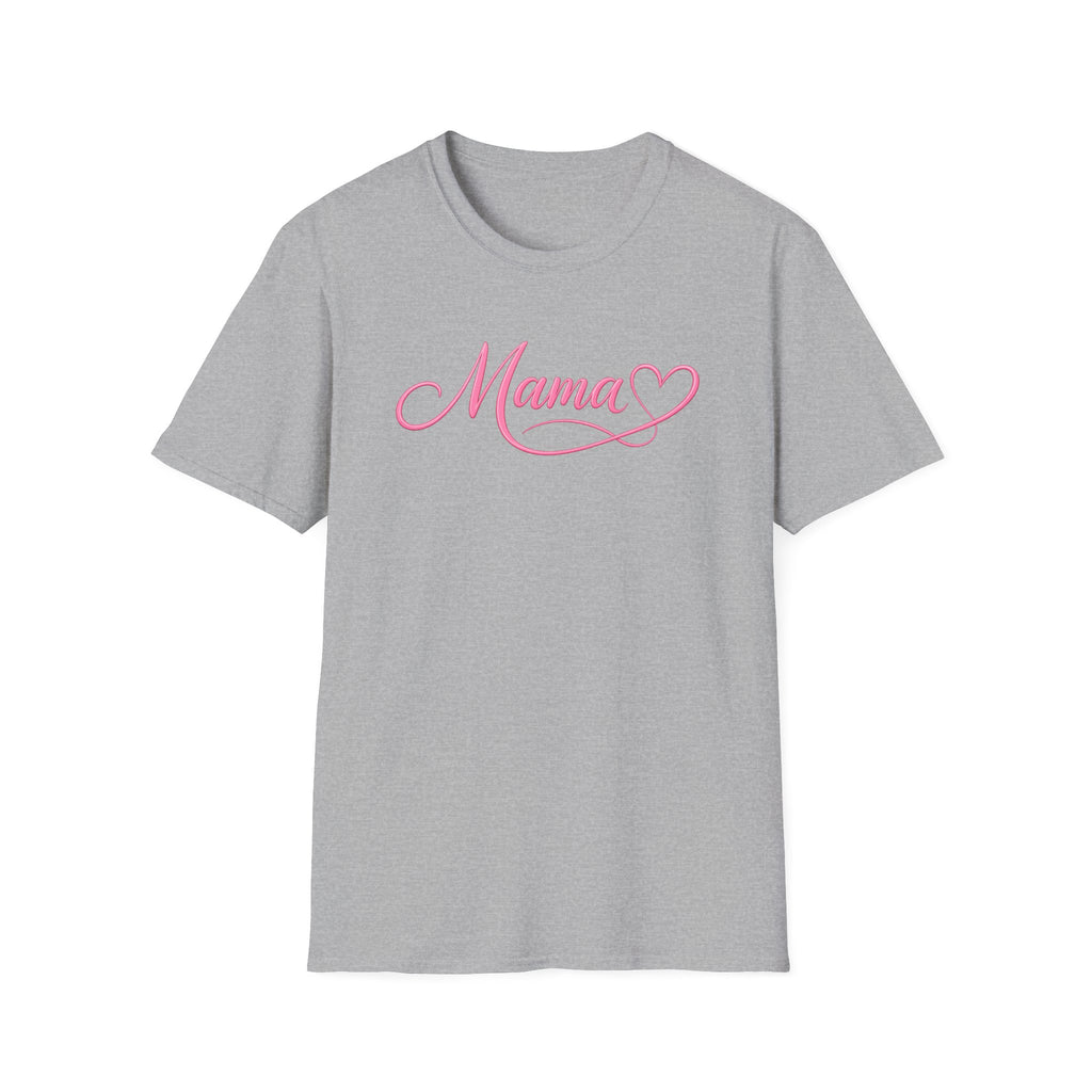 Mama Heart T-Shirt — Pink Script "Mama" Mother's Day Tee