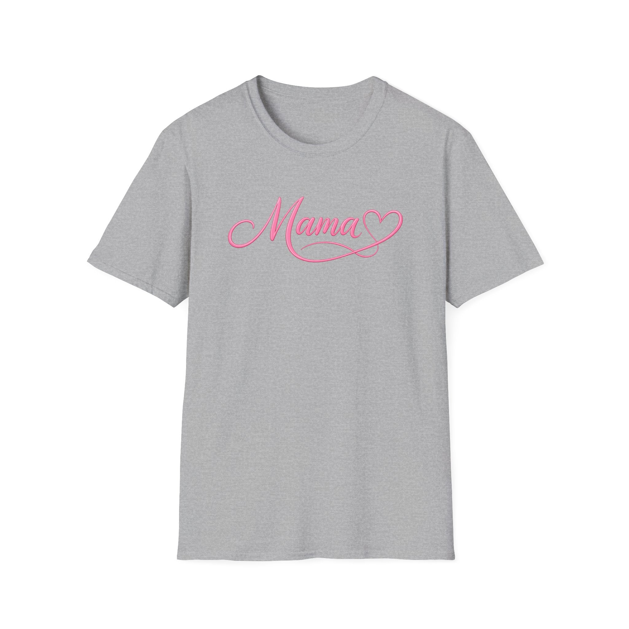 Mama Heart T-Shirt — Pink Script "Mama" Mother's Day Tee