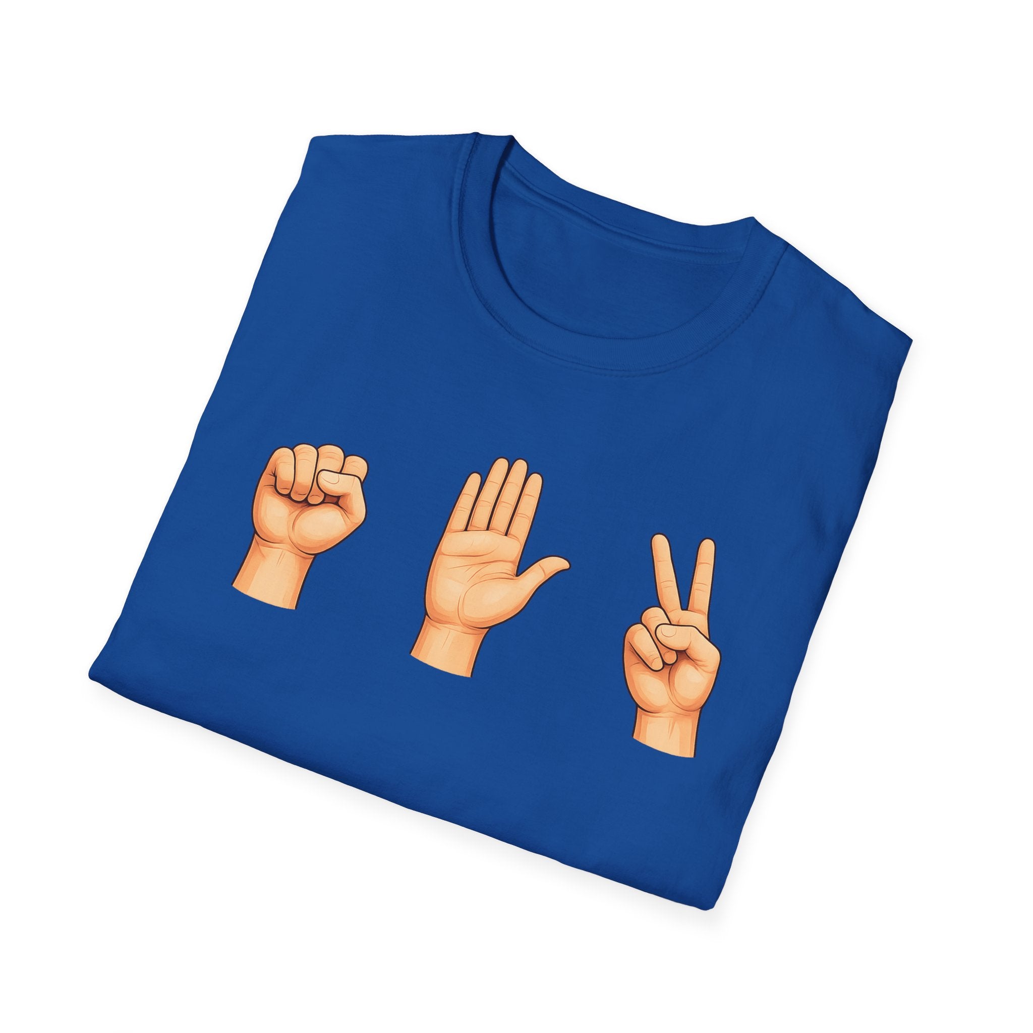 Rock Paper Scissors T-Shirt | Hand Emoji Design, Casual Tee