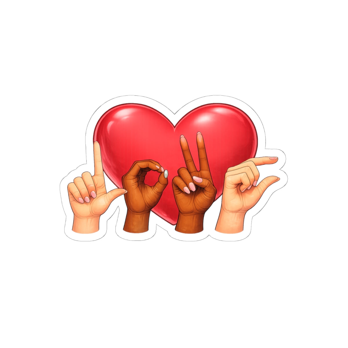 ASL Love Hands Heart sticker | Kiss-cut sticker
