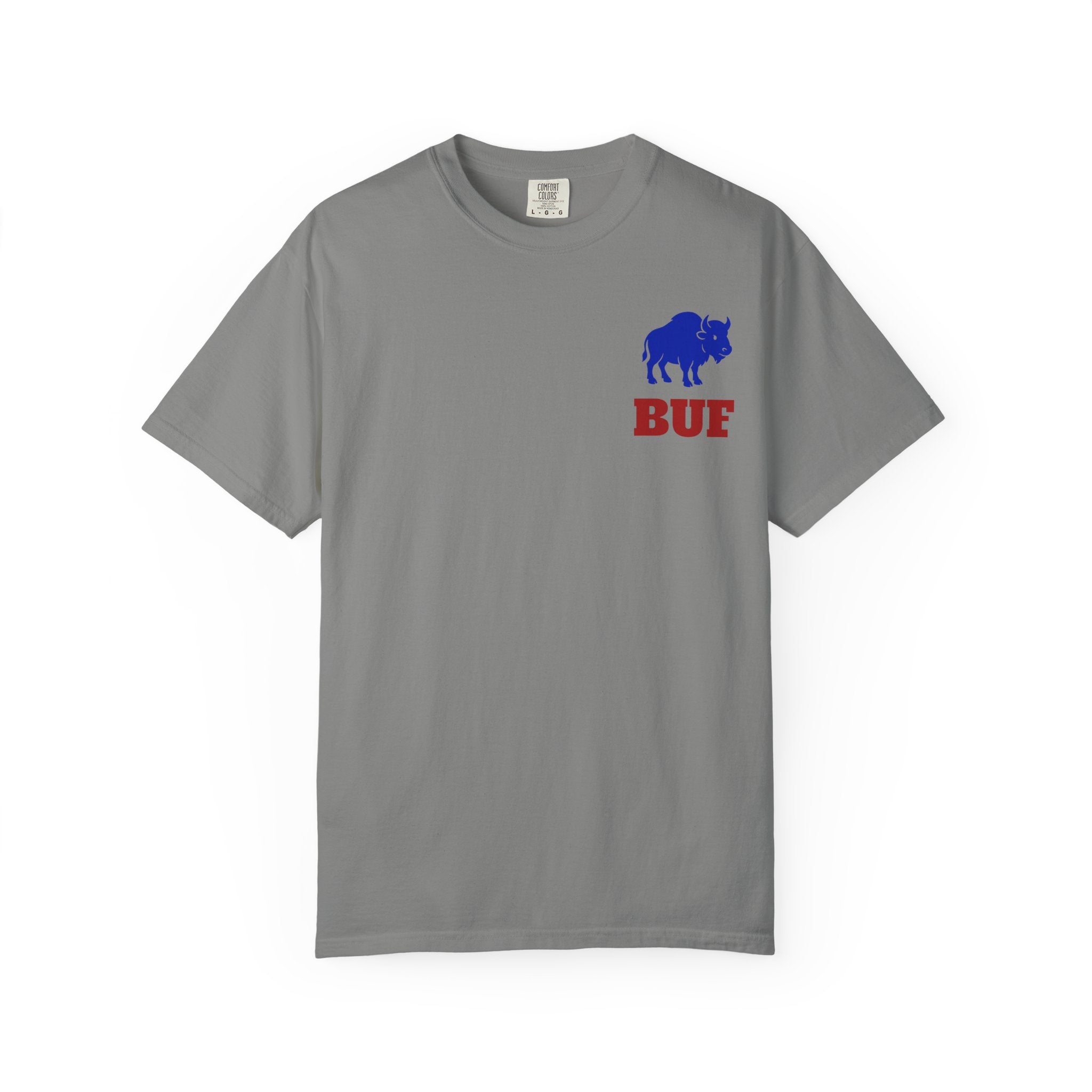 Buffalo Logo BUF, T-Shirt | Blue Buffalo Silhouette with Red Text