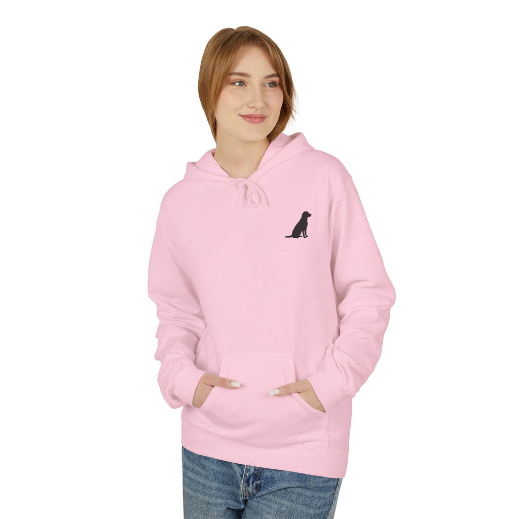 Sitting Labrador Dog Hoodie | Minimal Small Dog Silhouette, White Pullover