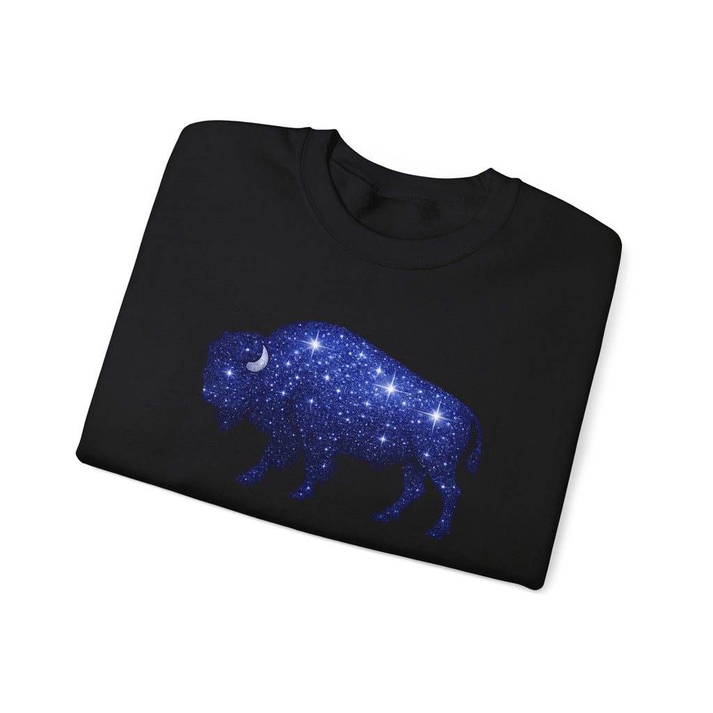 Starry Buffalo Crewneck Sweatshirt | Galaxy Bison Silhouette