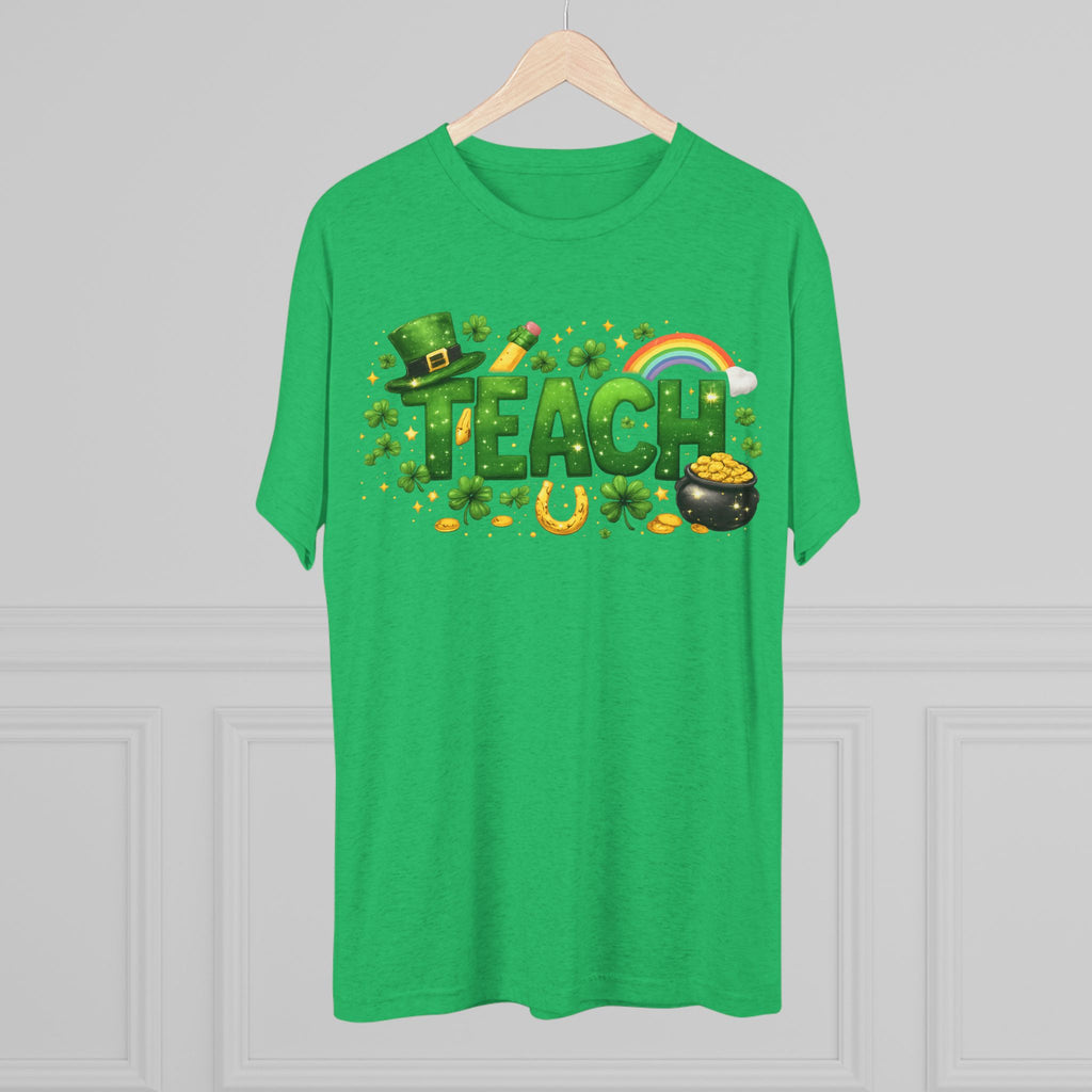 St. Patrick's Day Teach T‑Shirt — Lucky Teacher Shamrock & Pot of Gold Tee