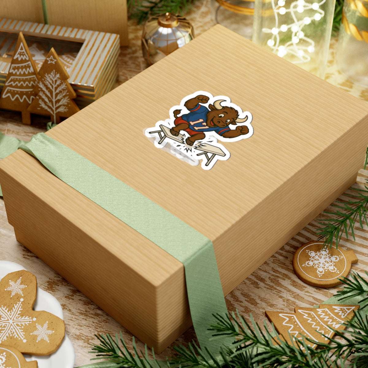 Football Buffalo Breaking Tables Sticker | Kiss-Cut Sticker