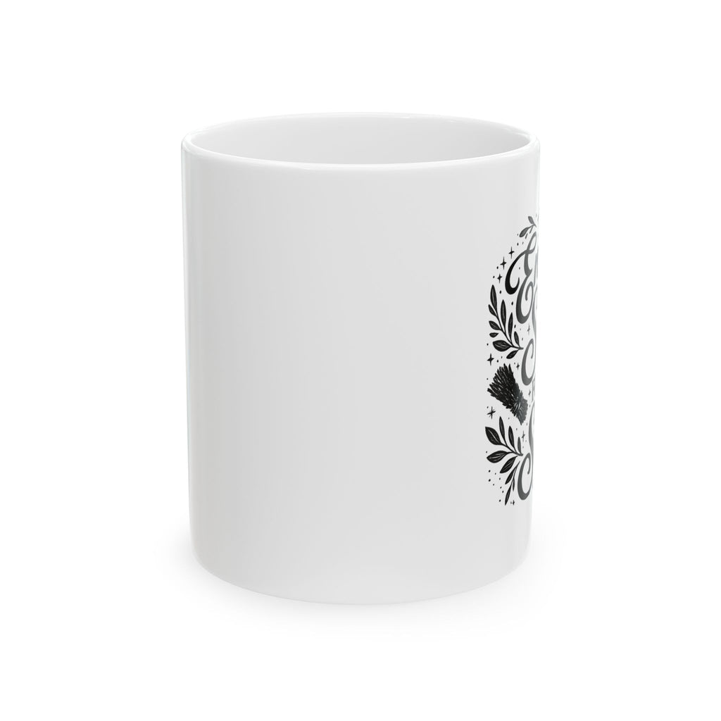 Inspirational Ceramic Mug — "Be Kind & Brave" Floral Typography (11oz, 15oz)
