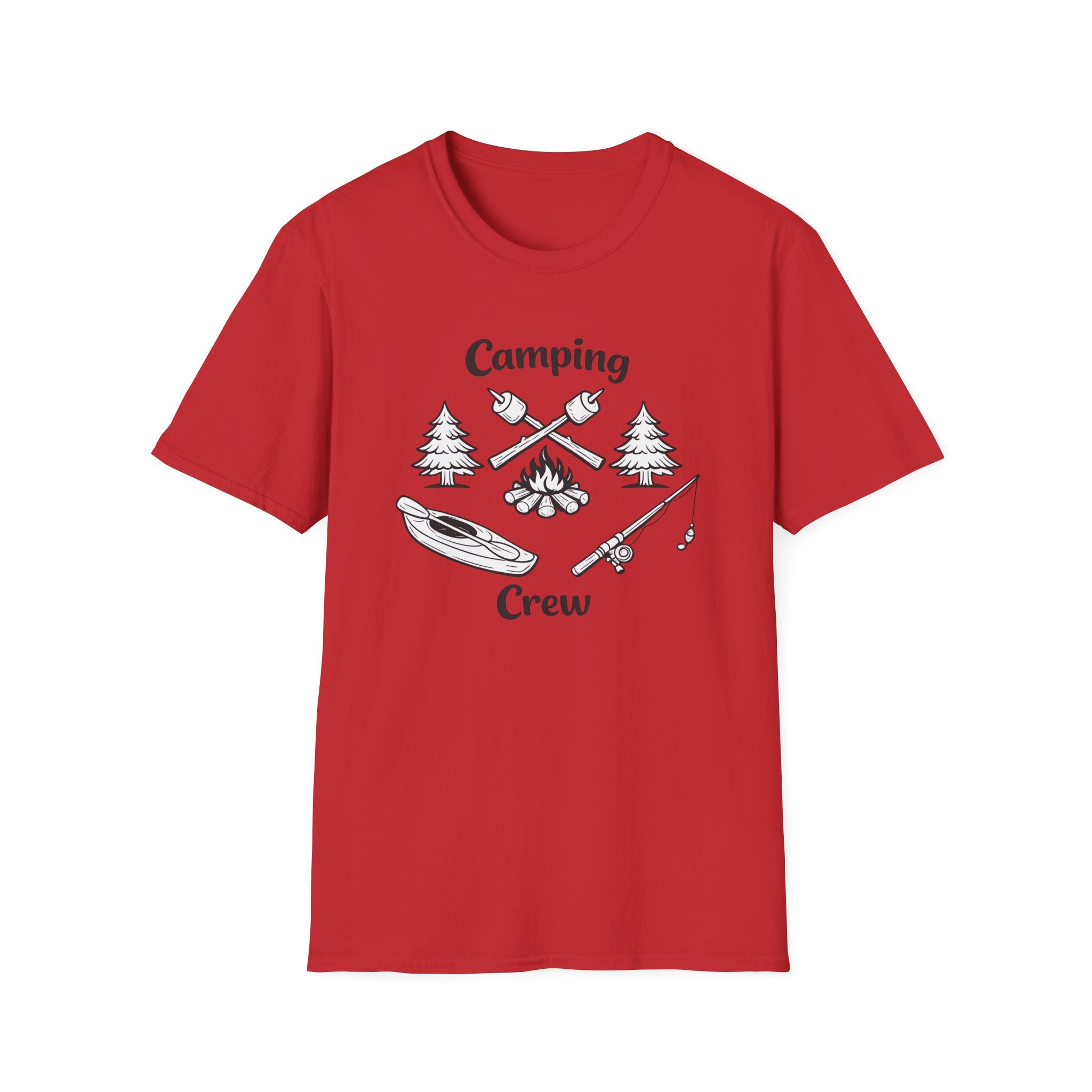 Camping Crew T-Shirt | Camping Icons, Kayak, Campfire, Fishing