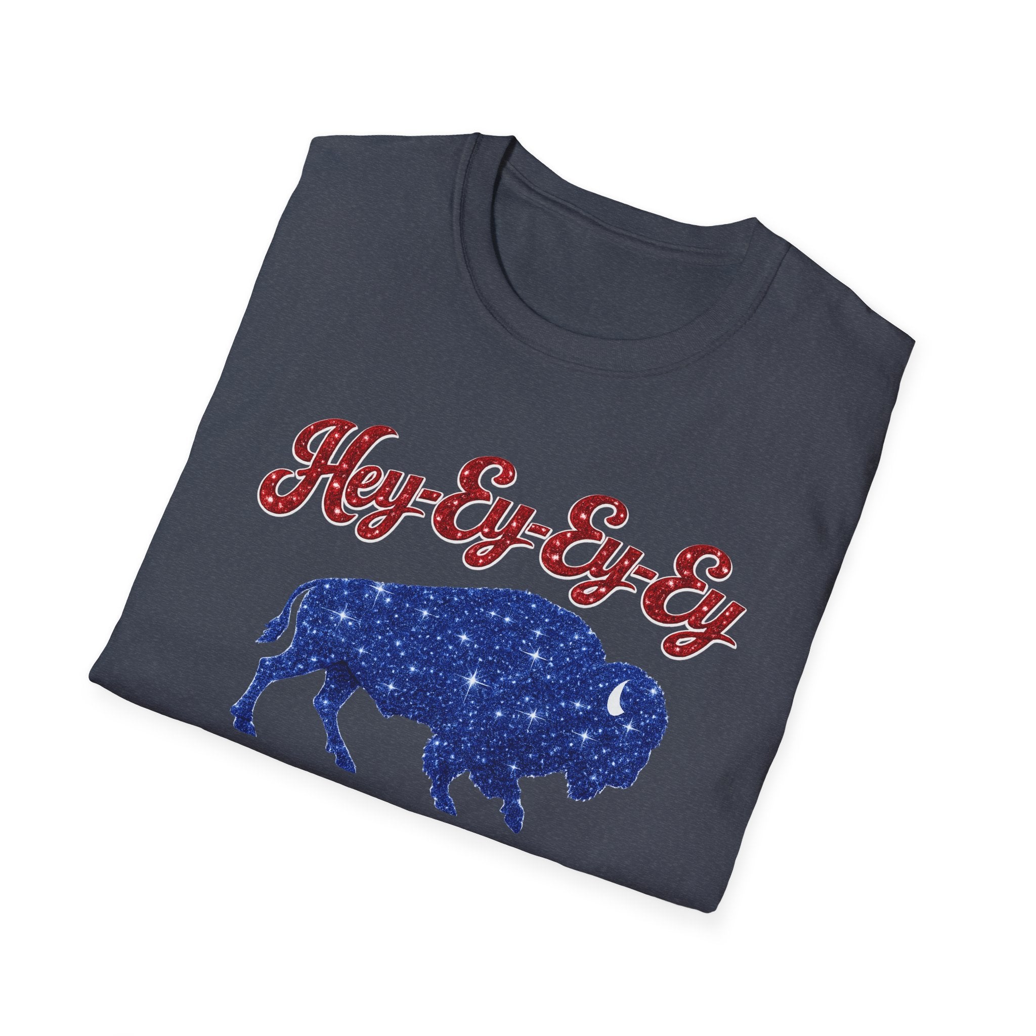 Hey Ey Ey Ey Buffalo T-Shirt | Blue Buffalo Silhouette, Retro Script