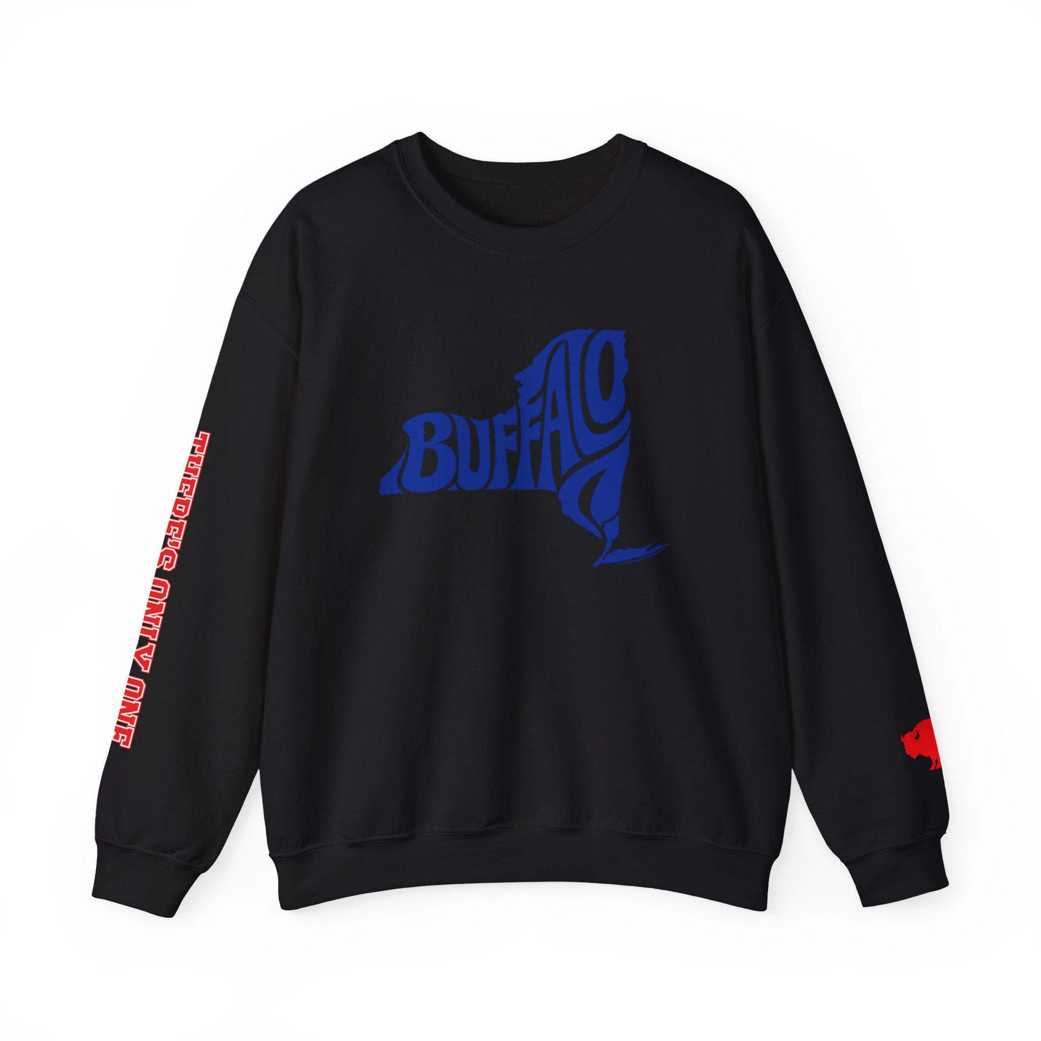 There's Only One NY team Buffalo outline script Crewneck | NY map sweatshirt