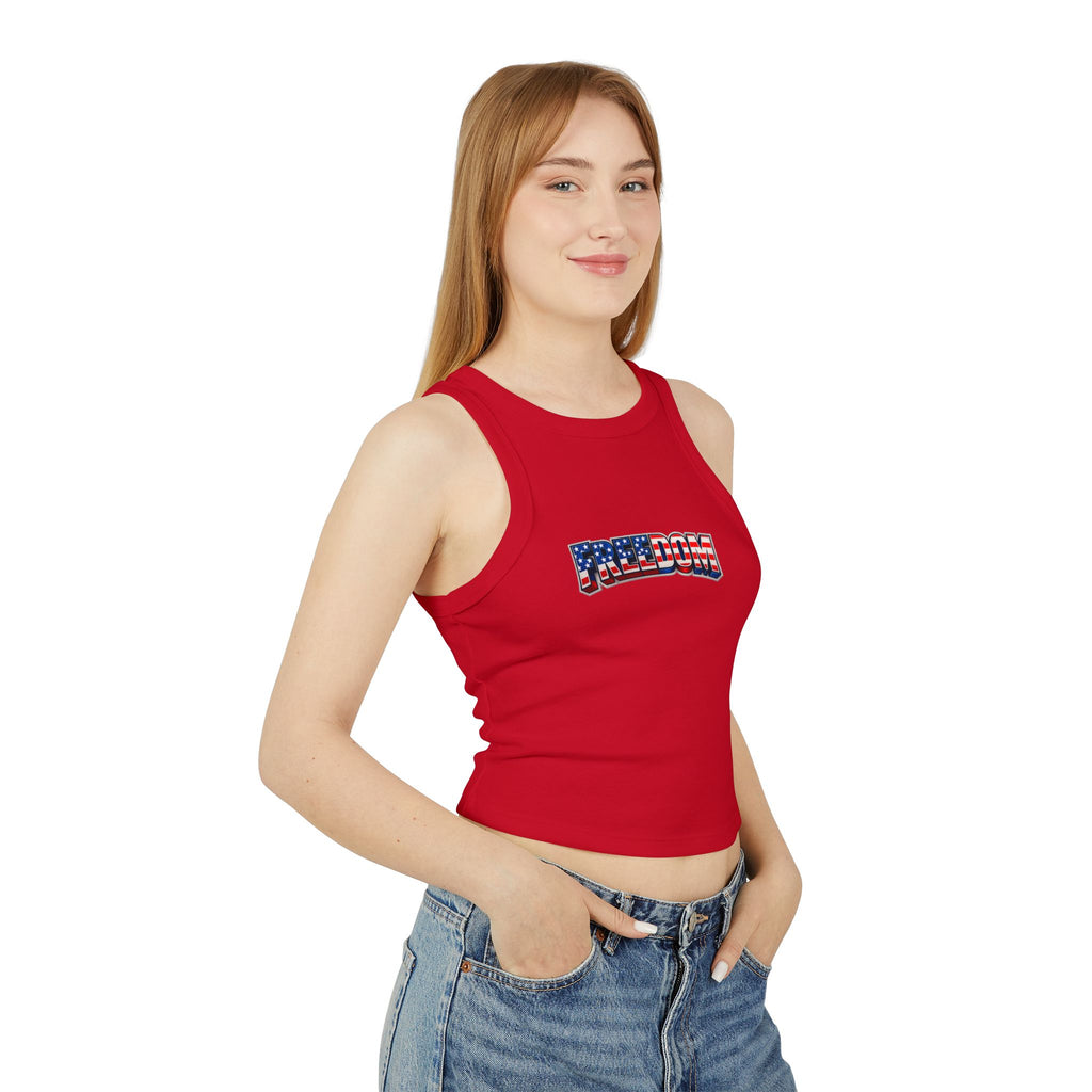 Freedom Graphic Racer Tank — Patriotic USA Flag Design