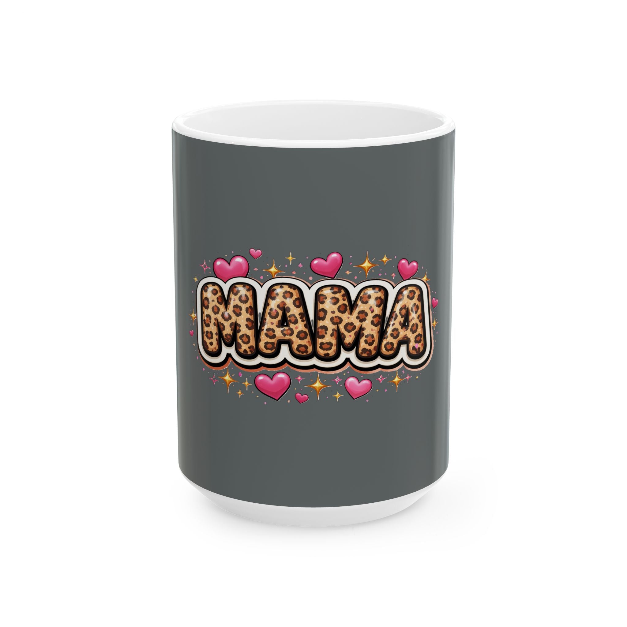 Mama Leopard Print Hearts Mug — Cute Mother’s Day Coffee Cup (11oz or 15oz)