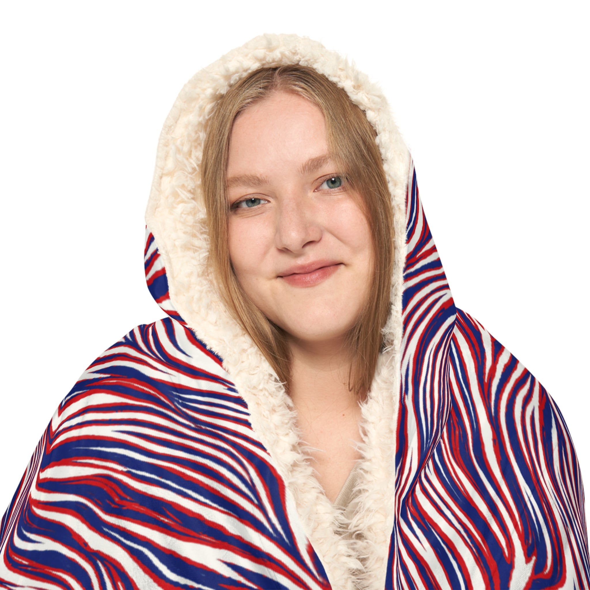 red, white and royal blue Pattern Snuggle Blanket | Hooded Cozy Throw