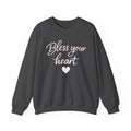 Bless Your Heart crewneck sweatshirt | Script text with heart design