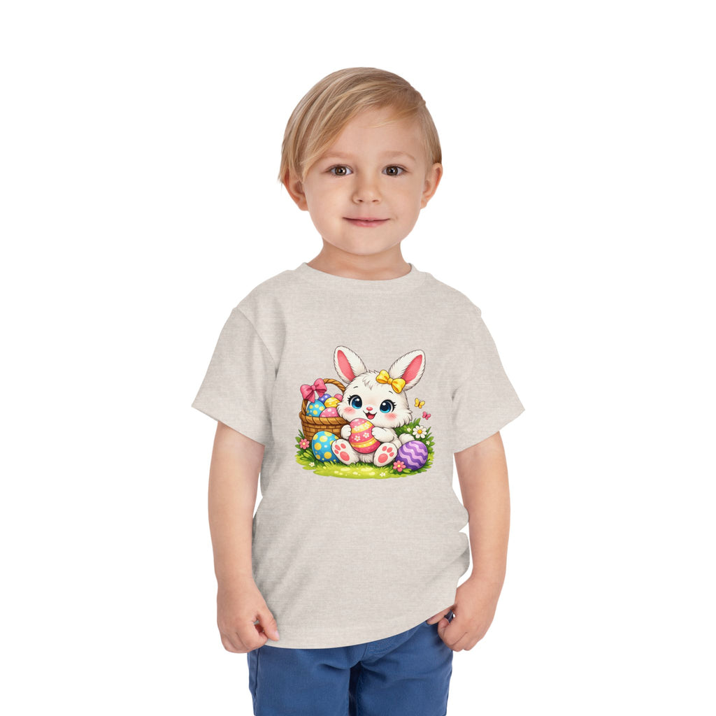 Easter Bunny Toddler Tee — Cute Baby Bunny with Easter Eggs