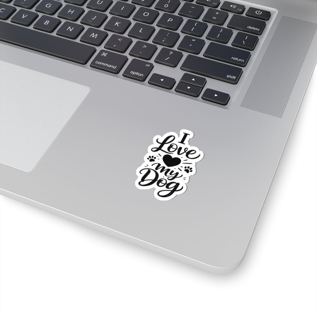 I Love My Dog Kiss-Cut Sticker | Paw Print Heart Decal