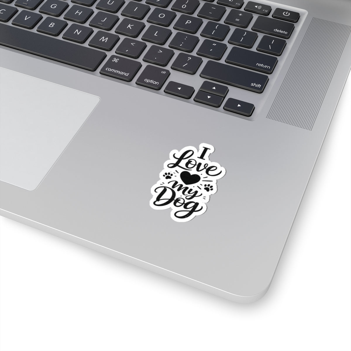 I Love My Dog Kiss-Cut Sticker | Paw Print Heart Decal