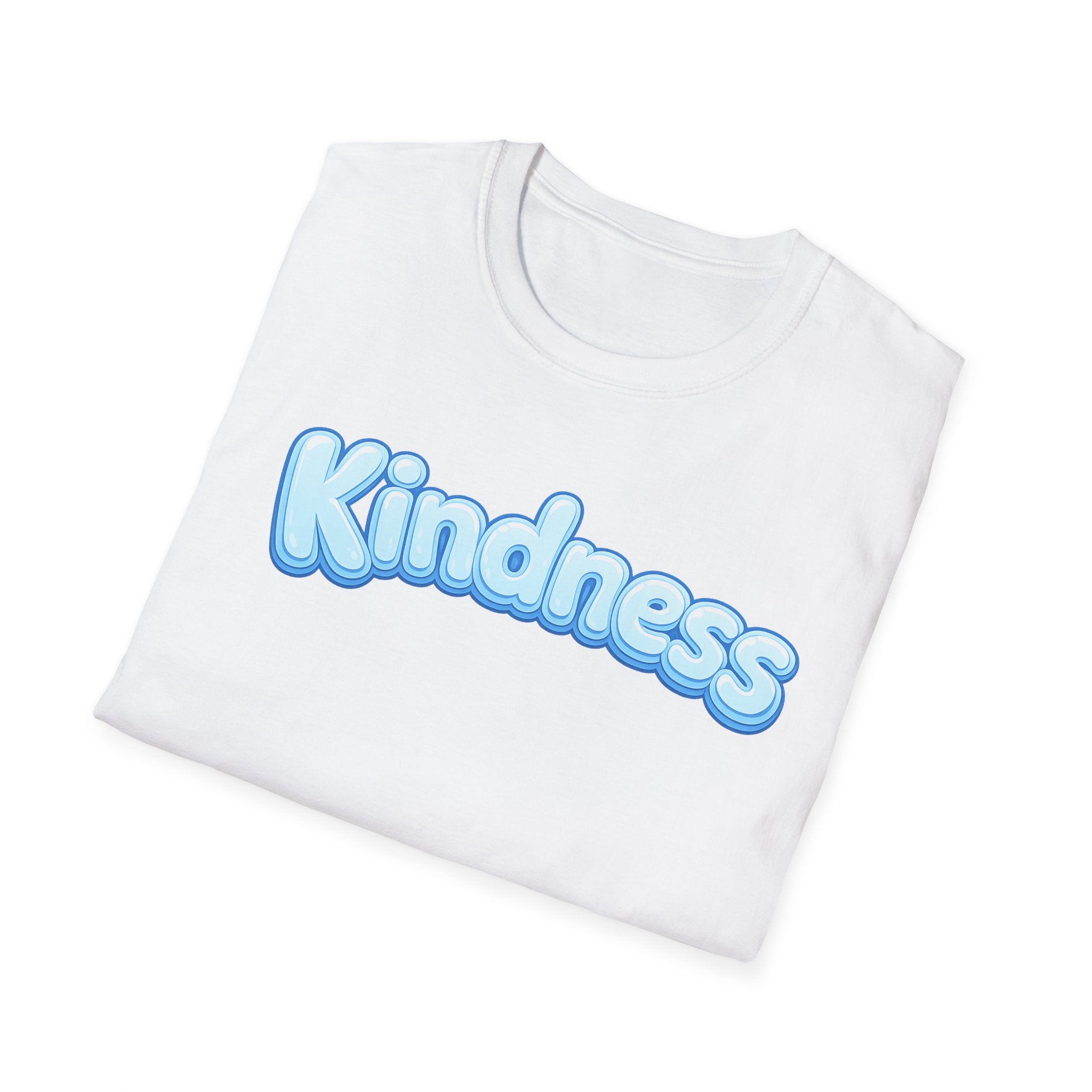 Kindness bubble text T-Shirt | Positive message, pastel blue lettering