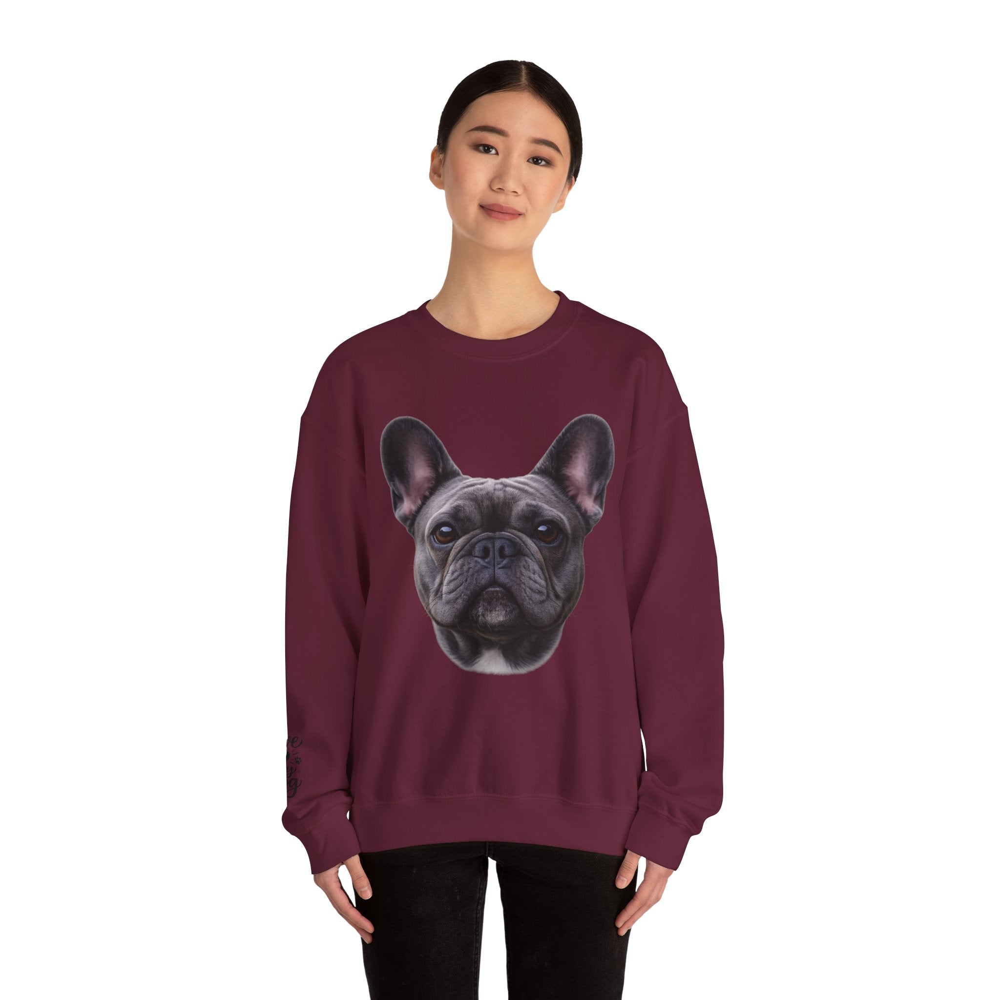 Black French Bulldog Face Sweatshirt | Frenchie Portrait Crewneck