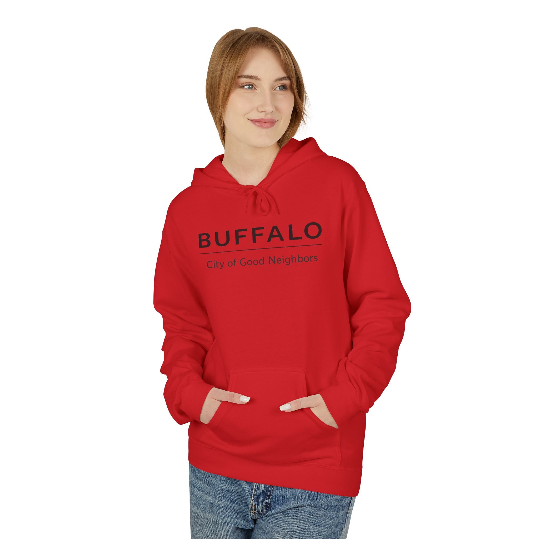 BUFFALO City of Good Neighbors Hoodie | Buffalo NY Minimal Text Pullover