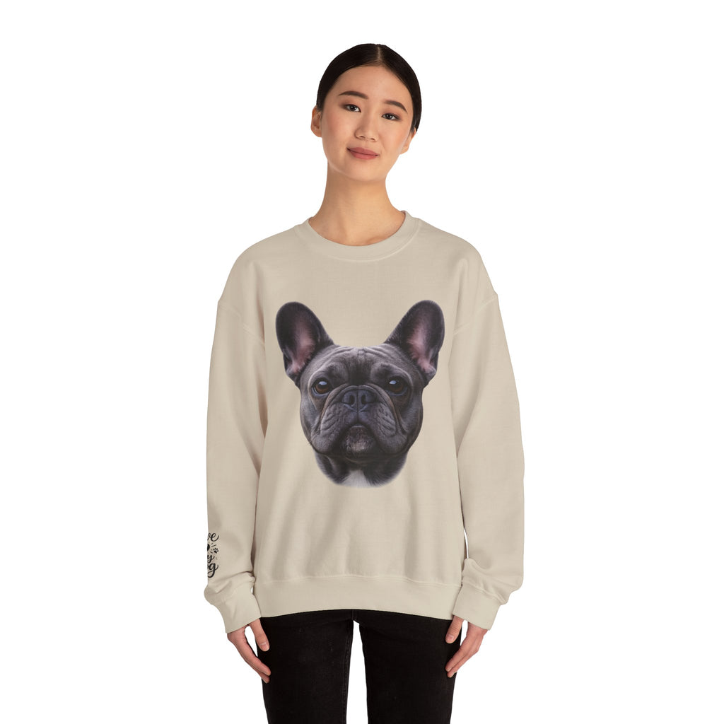 Black French Bulldog Face Sweatshirt | Frenchie Portrait Crewneck