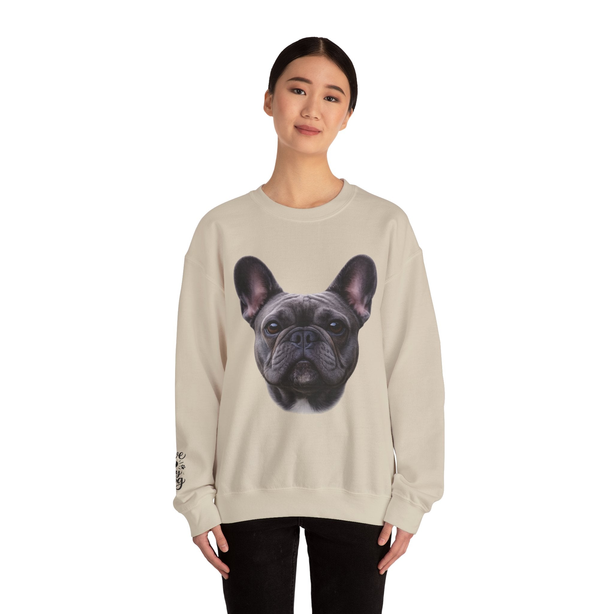 Black French Bulldog Face Sweatshirt | Frenchie Portrait Crewneck