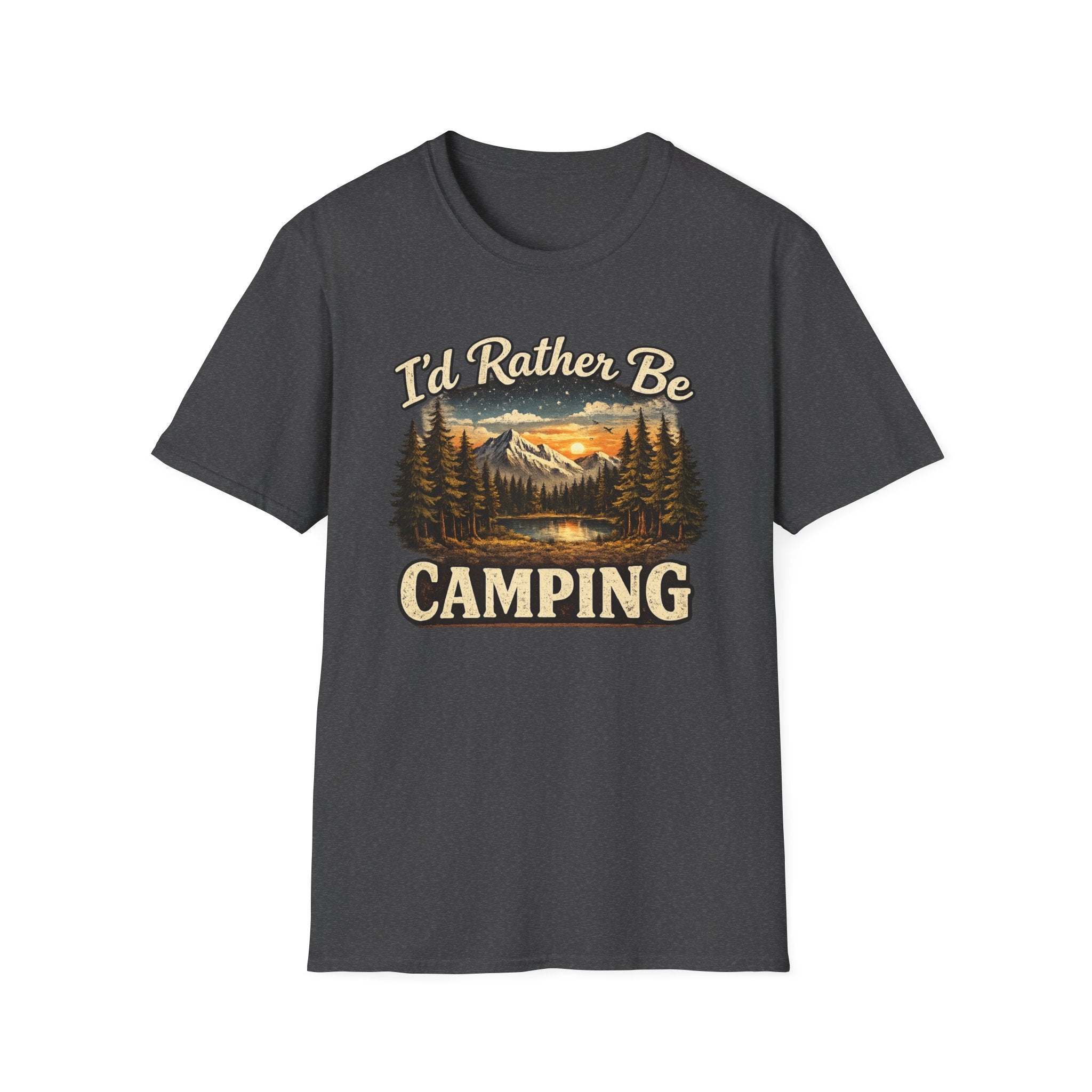 I'd Rather Be Camping T-Shirt | Mountain Forest Sunset Camping Shirt