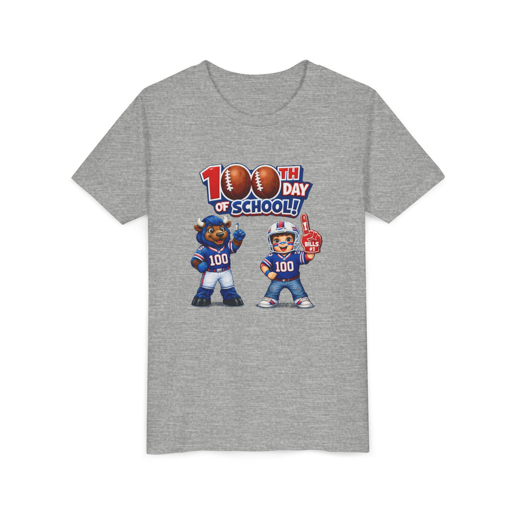 Buffalo 100th Day of School Kids Tee | Football Mascot 100 Design