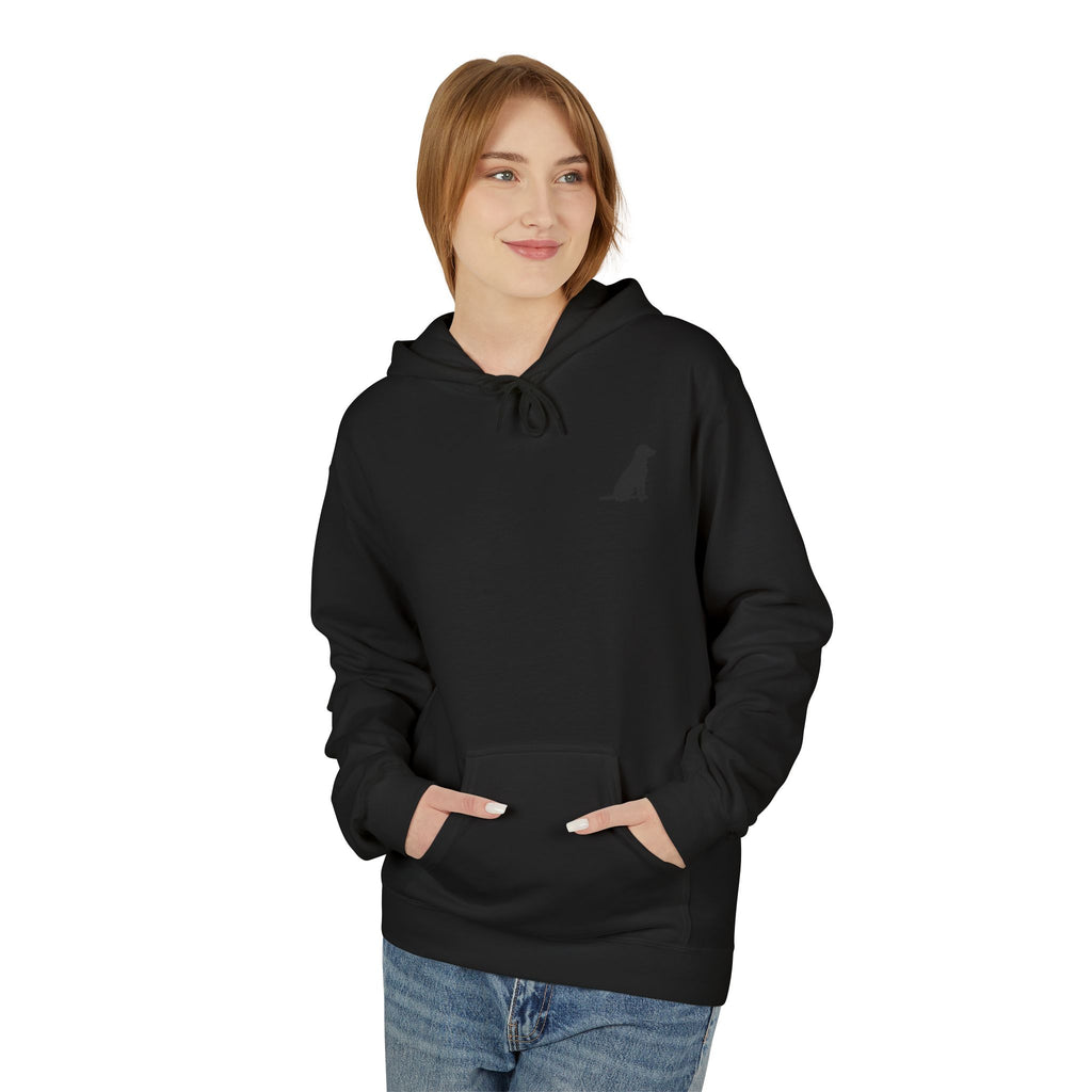 Sitting Labrador Dog Hoodie | Minimal Small Dog Silhouette, White Pullover