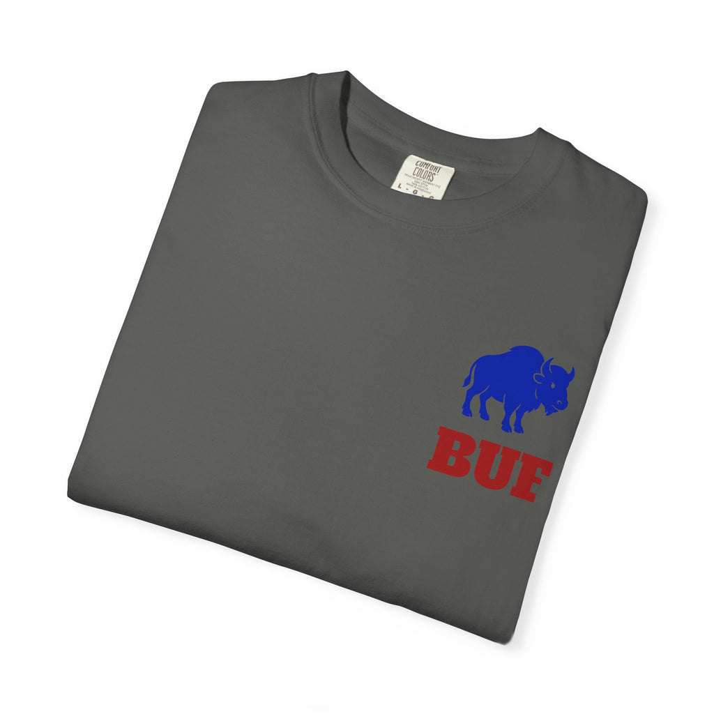 Buffalo Logo BUF, T-Shirt | Blue Buffalo Silhouette with Red Text