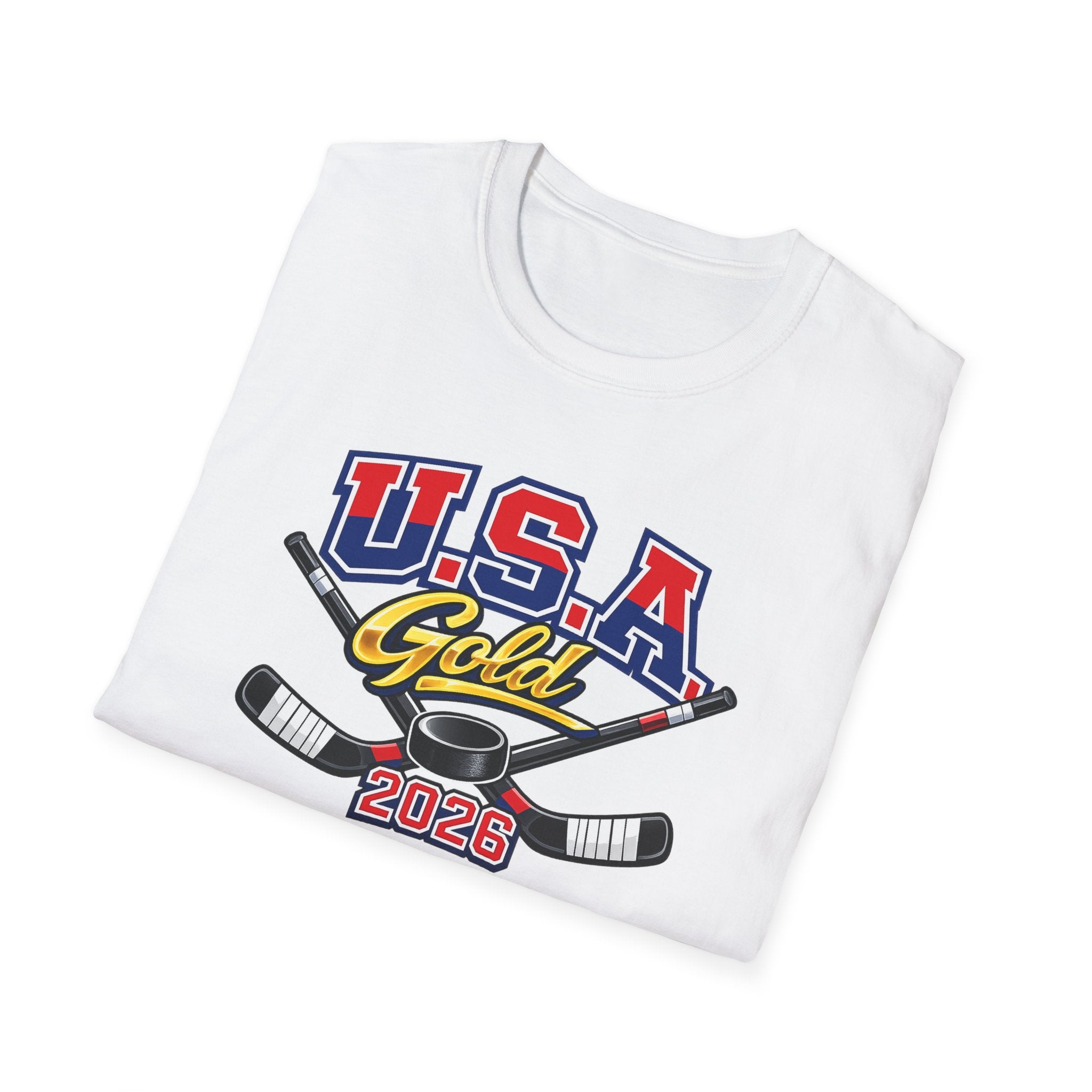 USA Gold 2026 Hockey T-Shirt — Patriotic Ice Hockey Tee