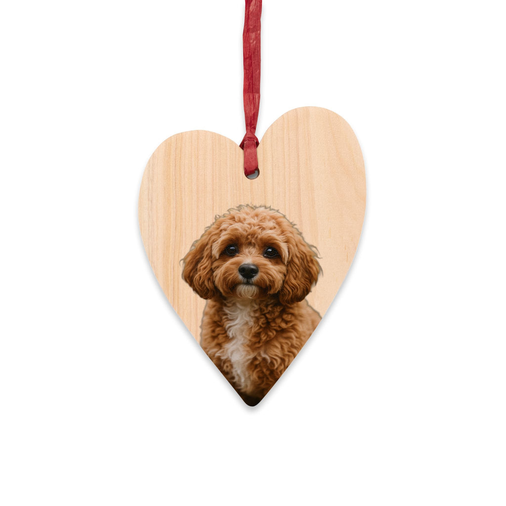Cavapoo Puppy Heart Wooden Ornament | Photo Dog Pet Keepsake