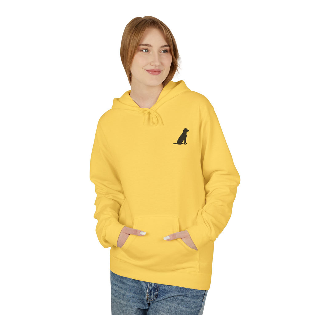 Sitting Labrador Dog Hoodie | Minimal Small Dog Silhouette, White Pullover