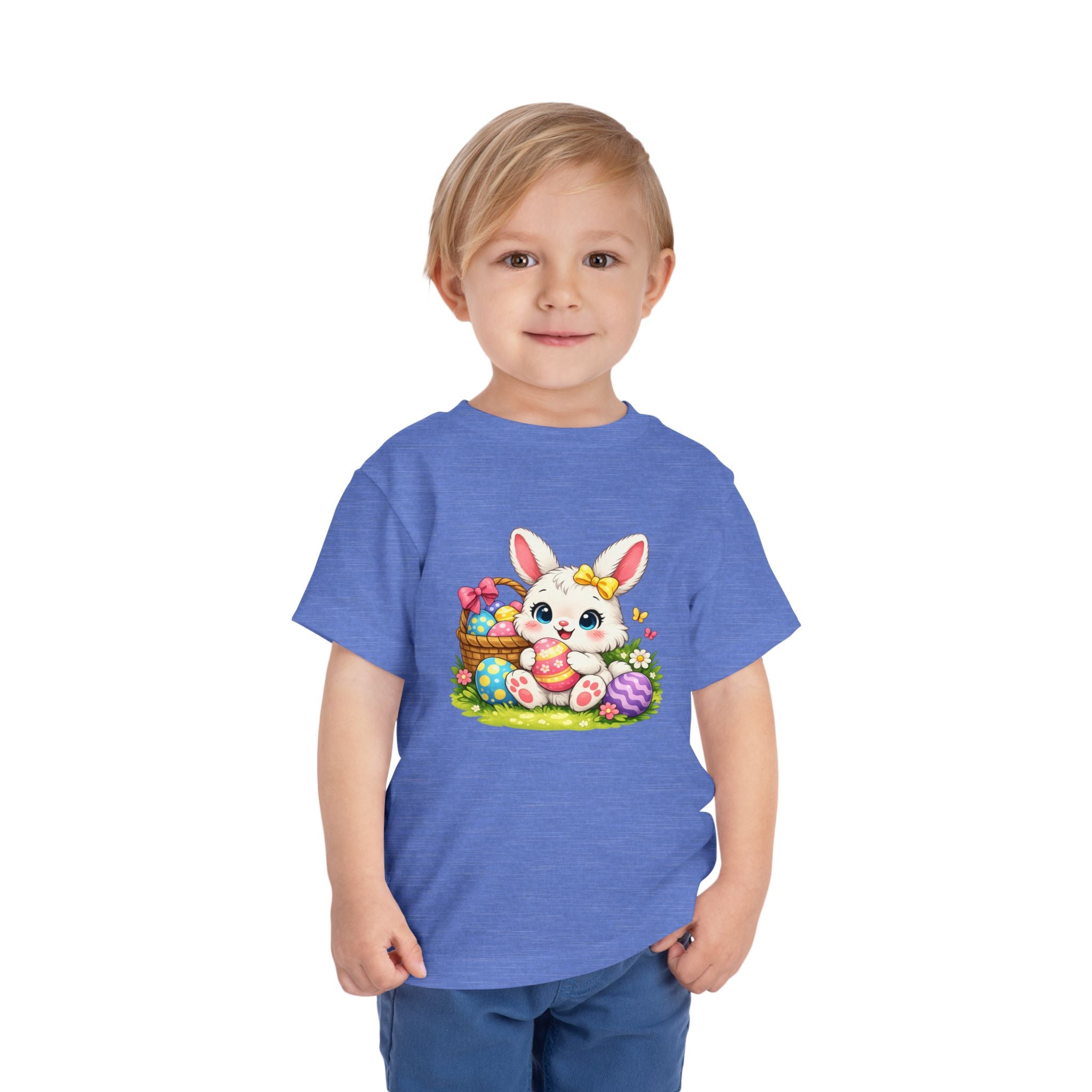 Easter Bunny Toddler Tee — Cute Baby Bunny with Easter Eggs