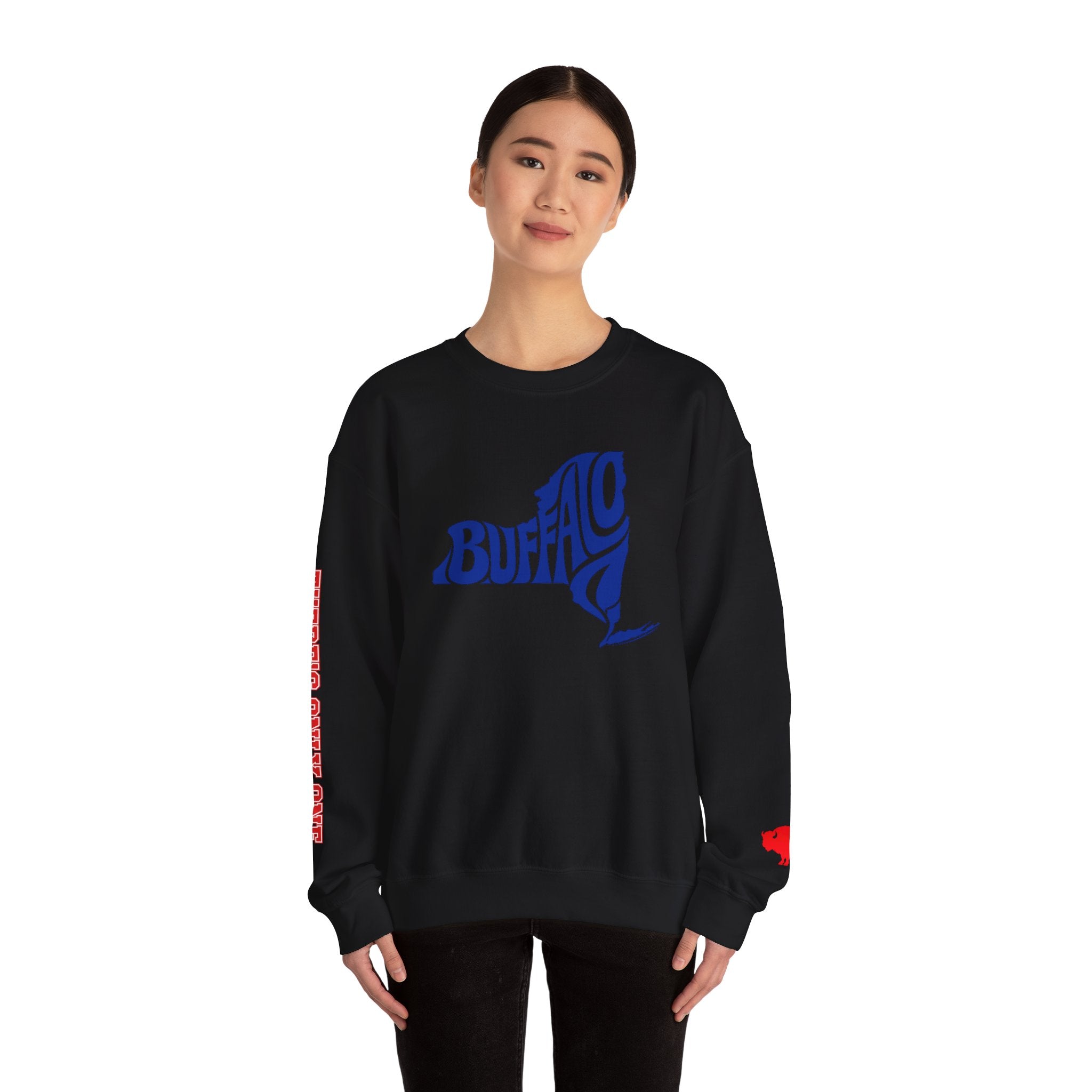 There's Only One NY team Buffalo outline script Crewneck | NY map sweatshirt