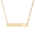 Cutout Heart Bar Necklace, Engraving Bar Necklace | Sterling Silver or Rose Gold | our hearts will always touch